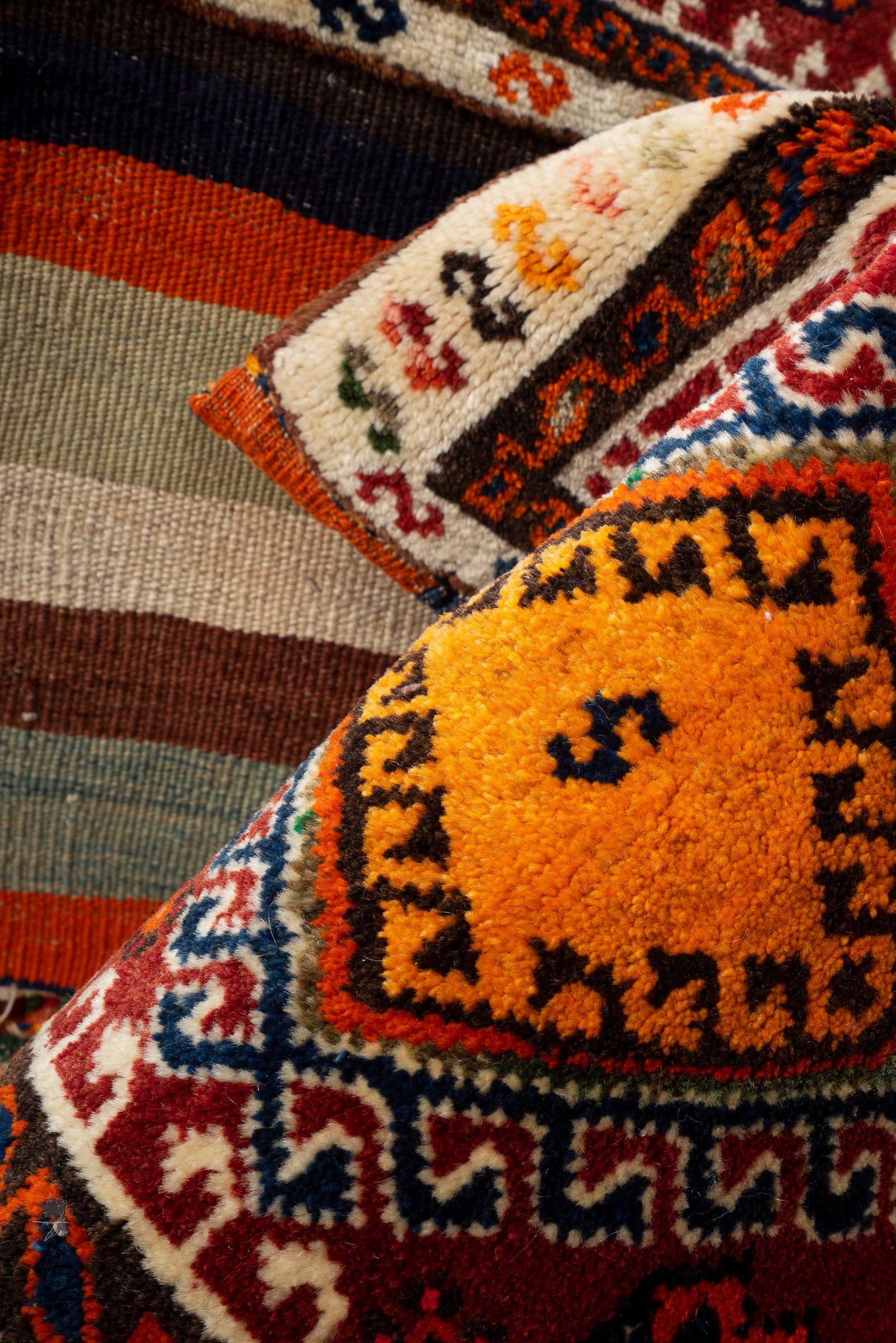 Vintage Lor Fars Opened Saddle Bag Persian Runner Rug
