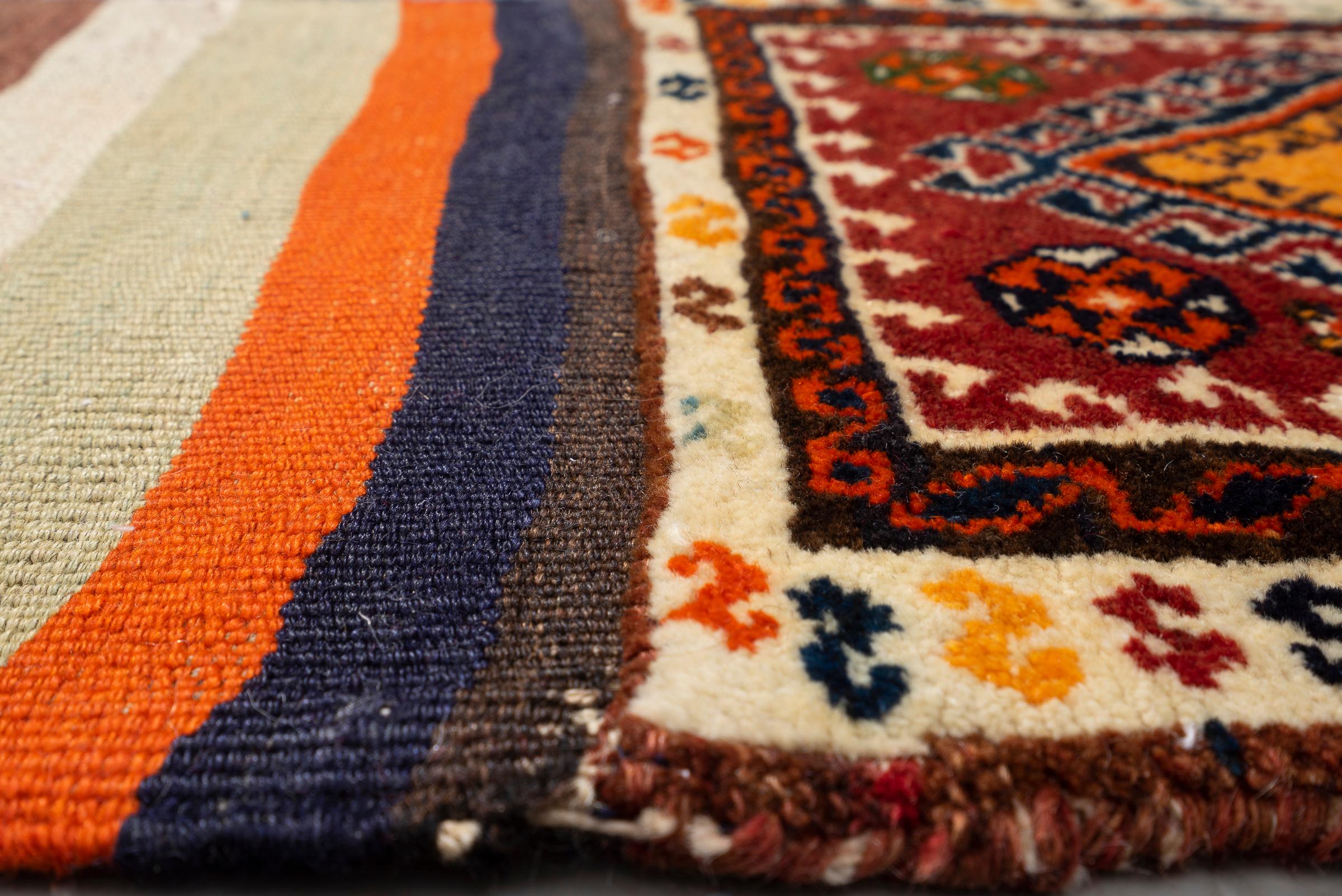 Vintage Lor Fars Opened Saddle Bag Persian Runner Rug