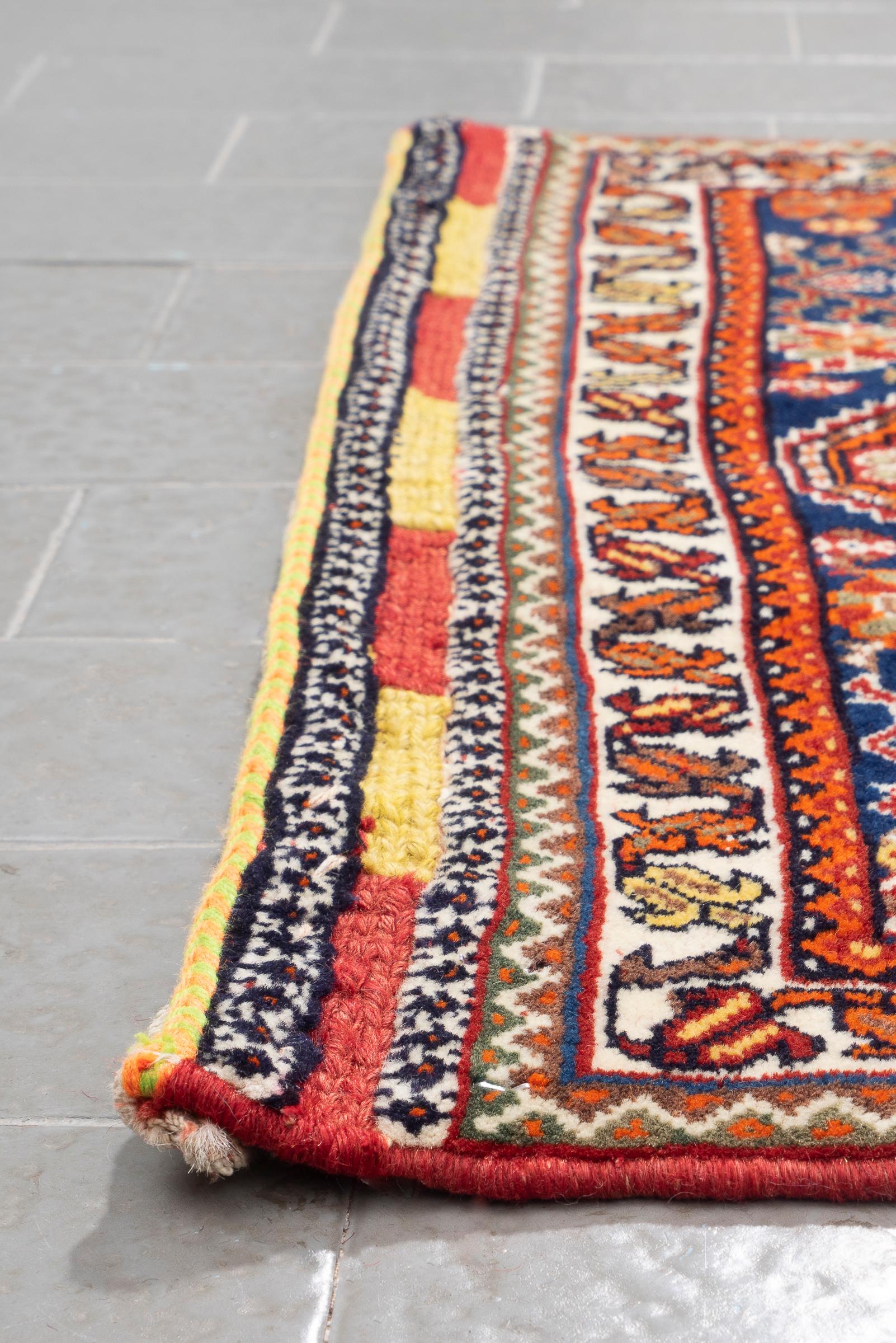 Vintage Qashqai ShababLoo Koohi Opened Saddle Bag Persian Runner Rug