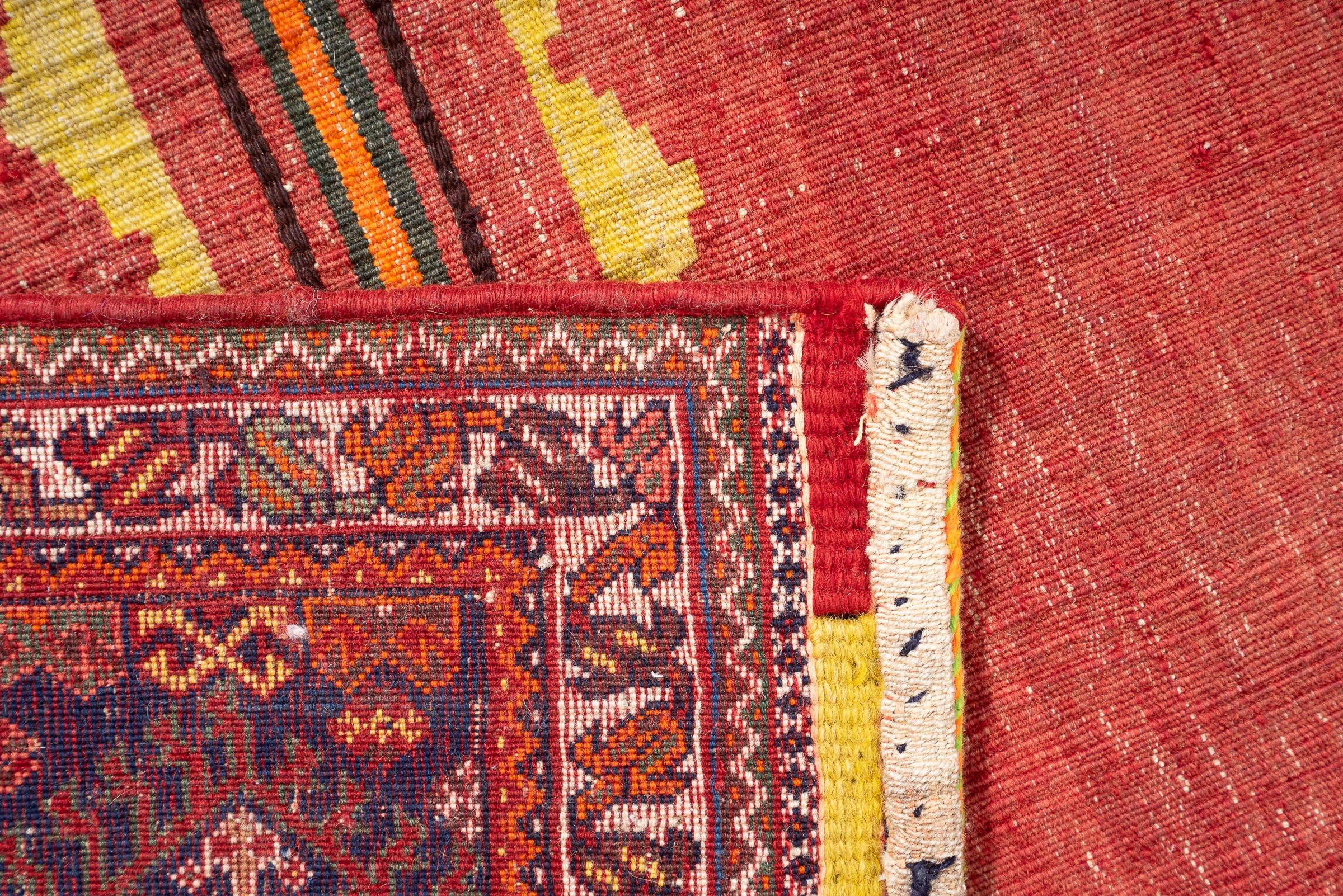 Vintage Qashqai ShababLoo Koohi Opened Saddle Bag Persian Runner Rug