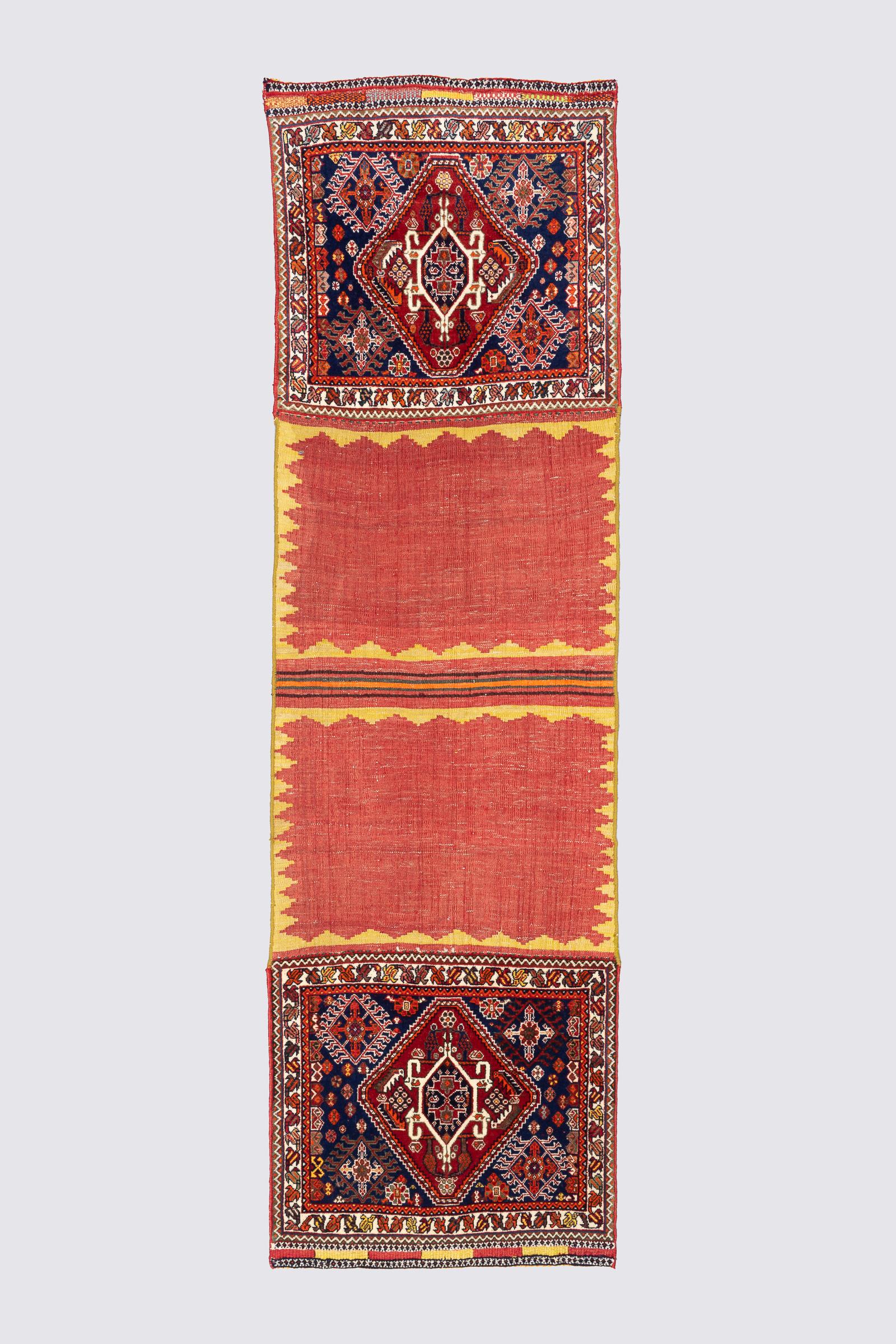 Vintage Qashqai ShababLoo Koohi Opened Saddle Bag Runner 1.6SQM