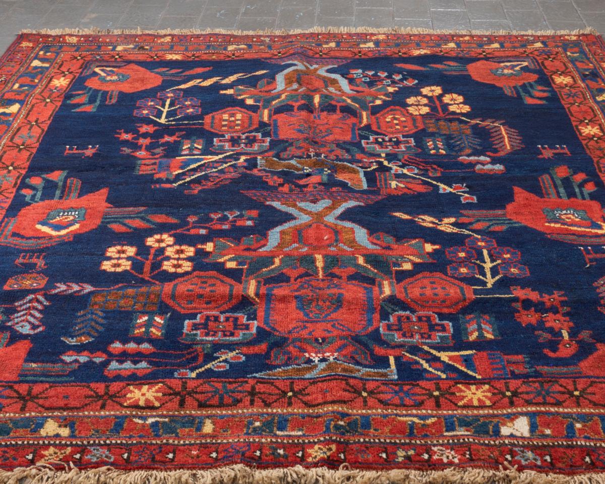 Antique Afshar Persian Rug with Vase Design, Mid 19th Century