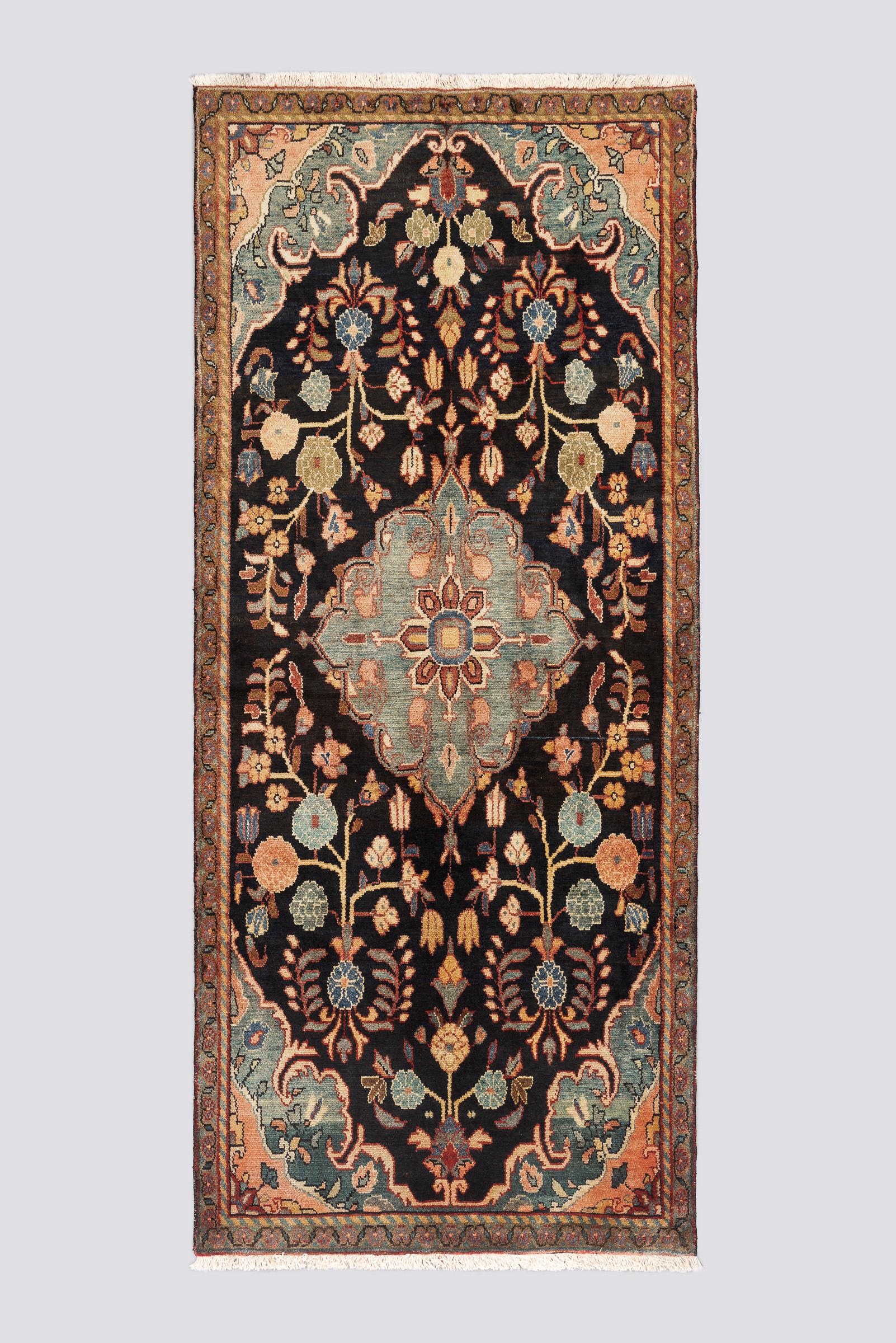 Vintage Hamedan Cyan Lachak Toranj Carpet 2.5SQM
