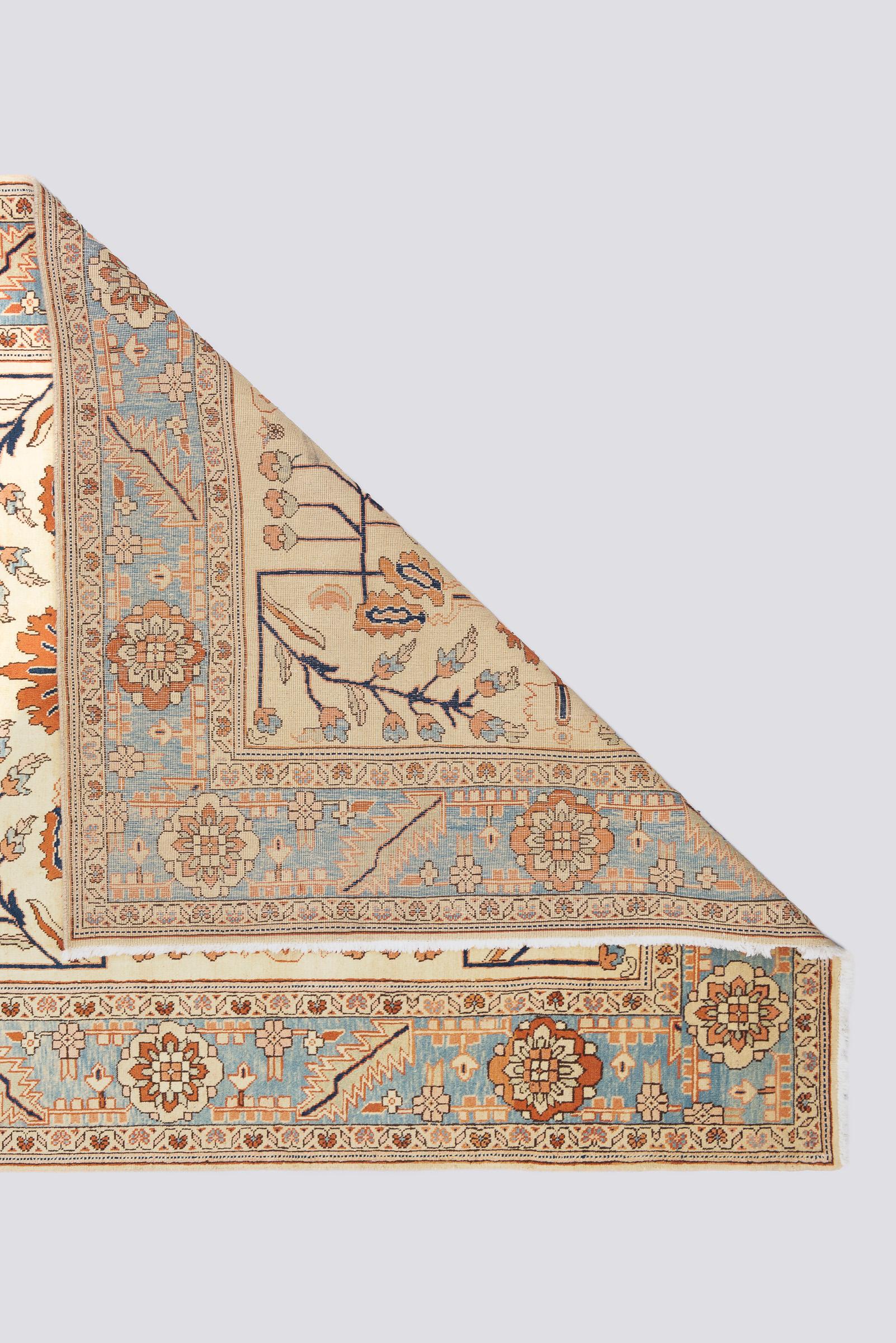 Vintage Ardabil Signed Heriz Design Persian Rug