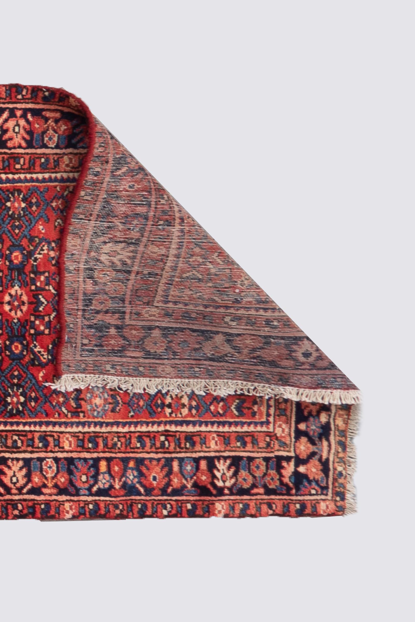 Vintage Fine Hossein Abad Mahi Persian Runner Rug