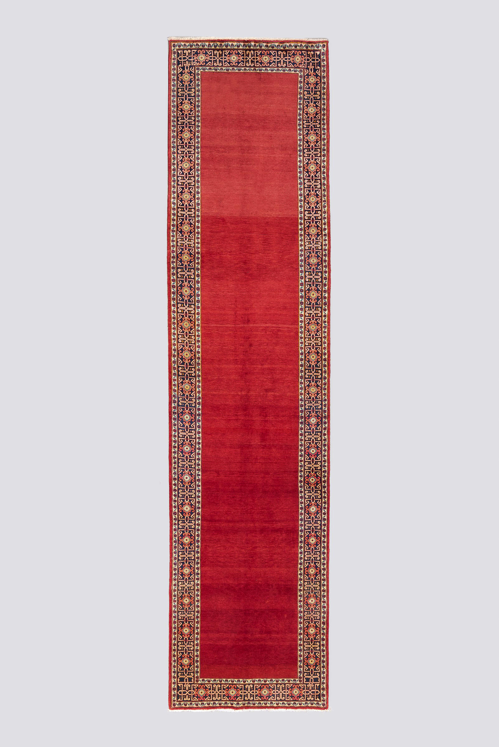 Fine Kashan Minimal Red Persian Runner Rug