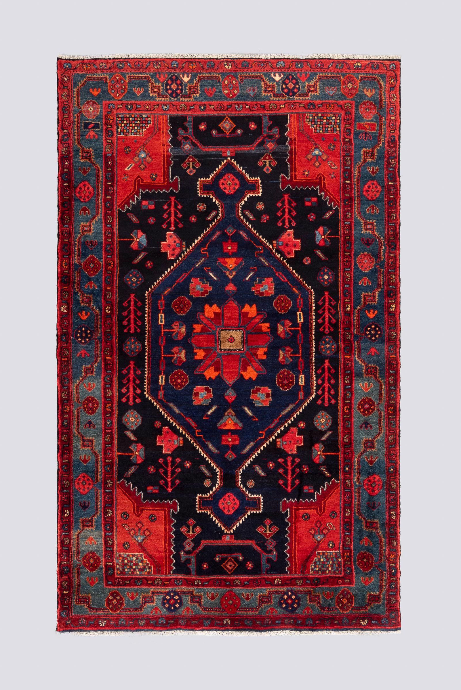 Vintage Zanjan Checkerd Lachak Carpet 4.4SQM