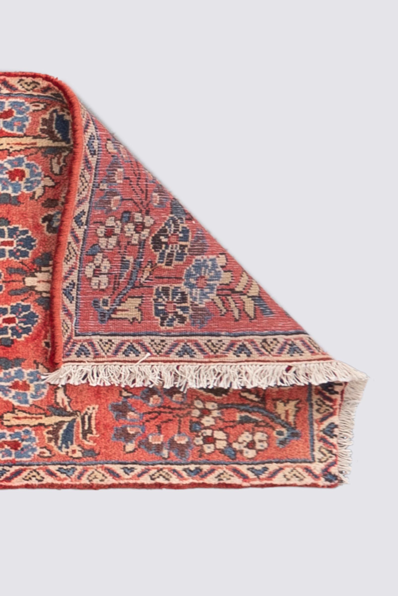 Vintage Sarouk American Flower Persian Runner Rug