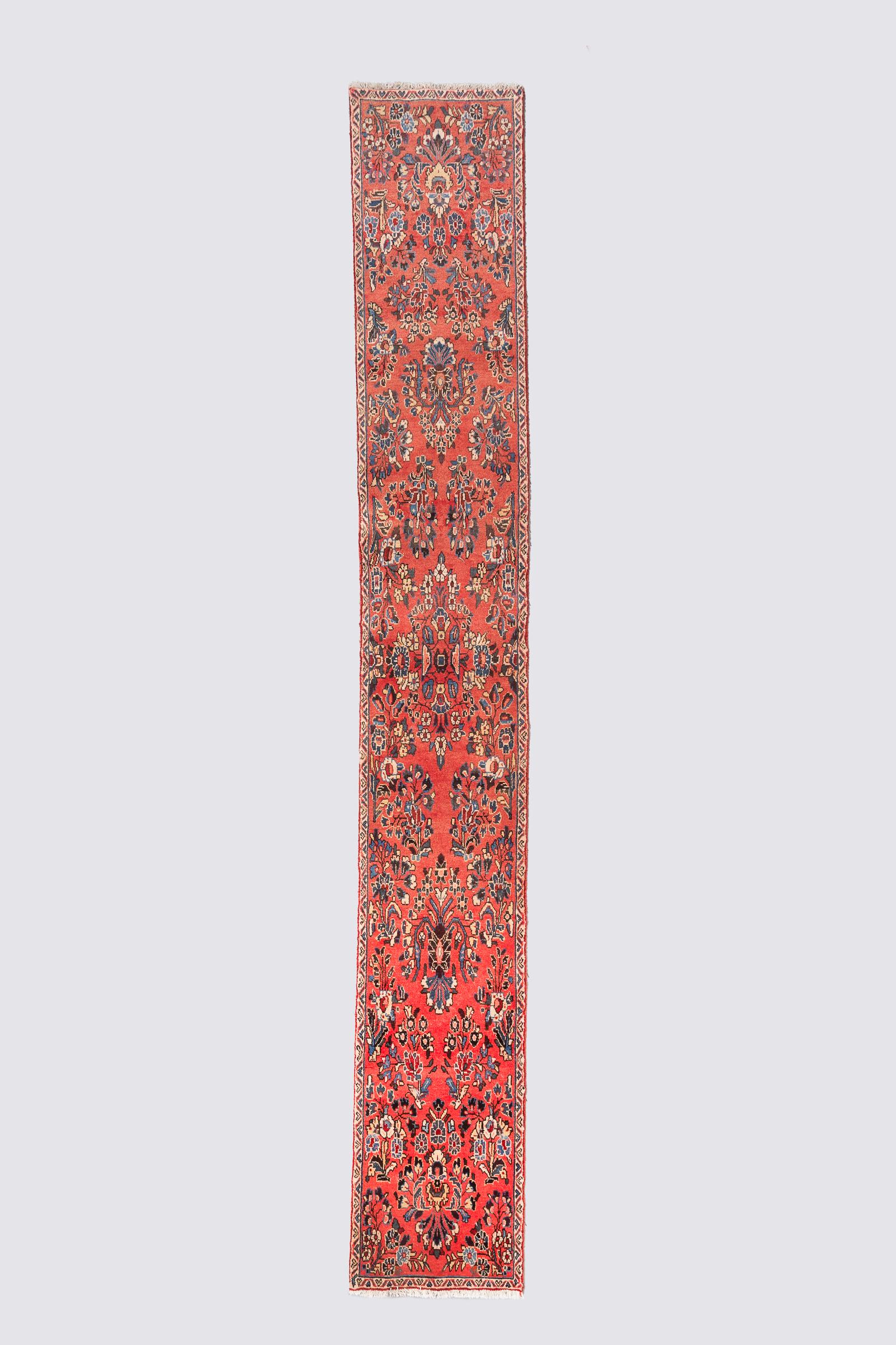 Vintage Sarouk American Flower Persian Runner Rug