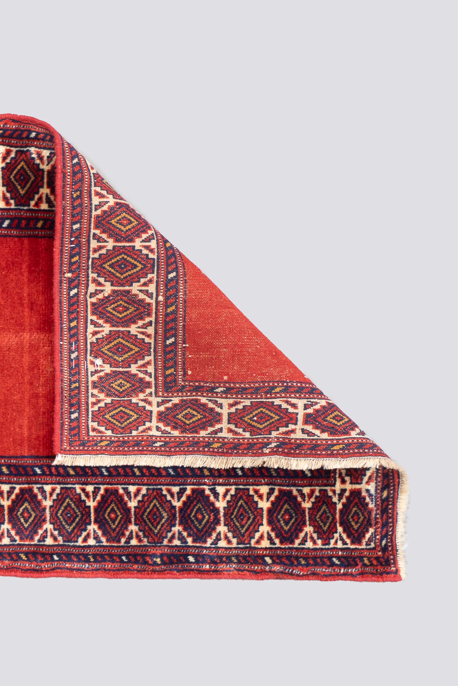 Vintage Fine Torkaman Red field Persian Runner Rug