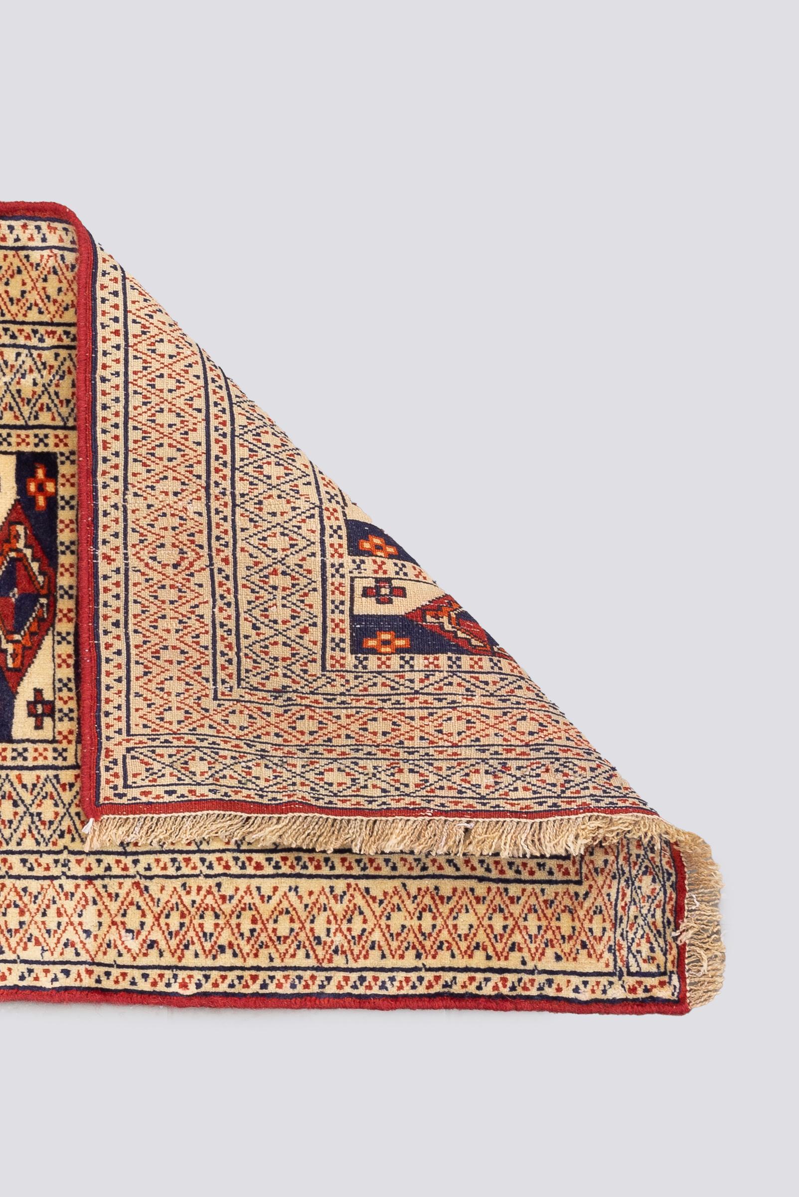 Vintage Fine Torkaman Yamut Qafse Gool Persian Poshti Rug