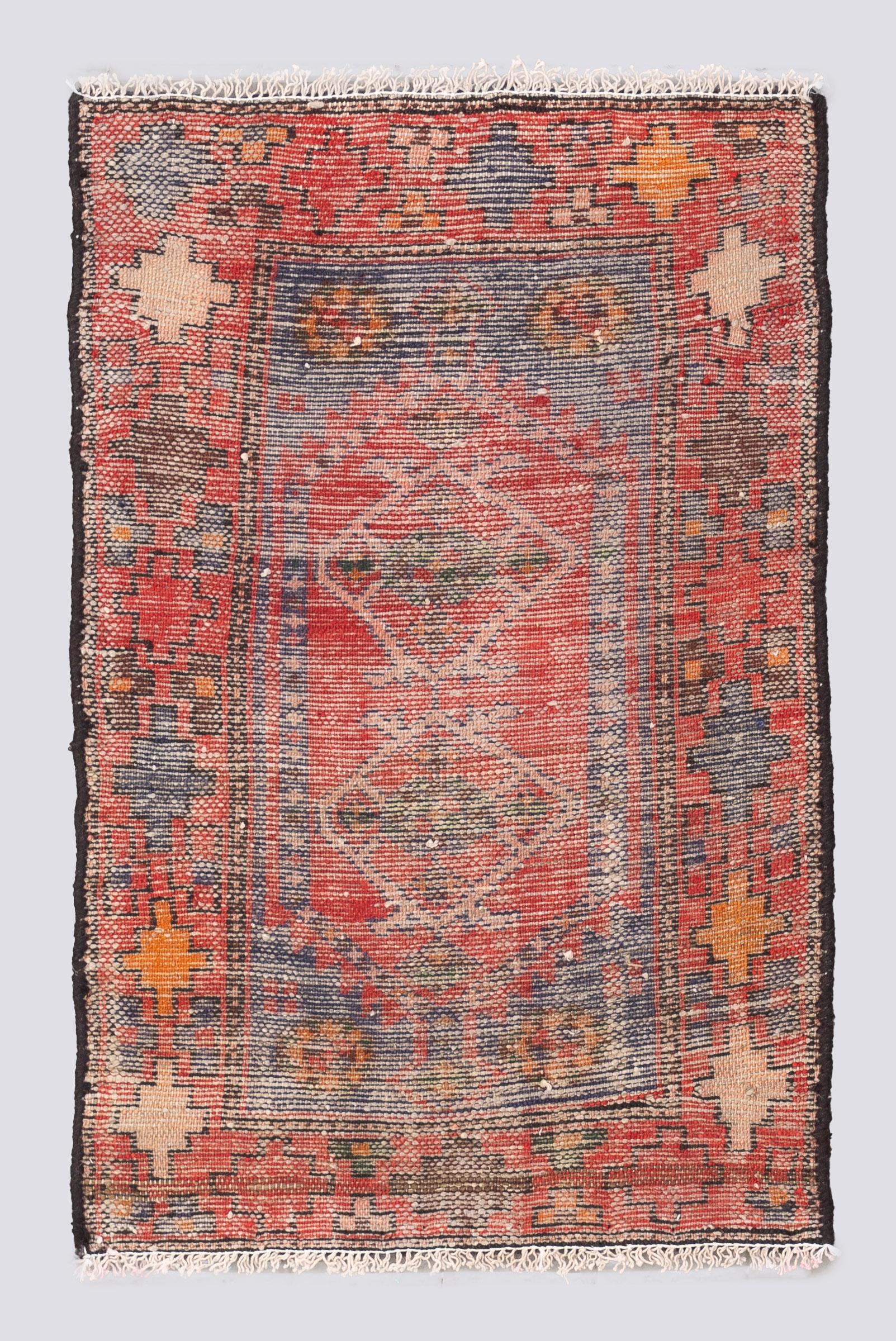 Vintage Hamadan Double Toranj Persian Poshti Rug