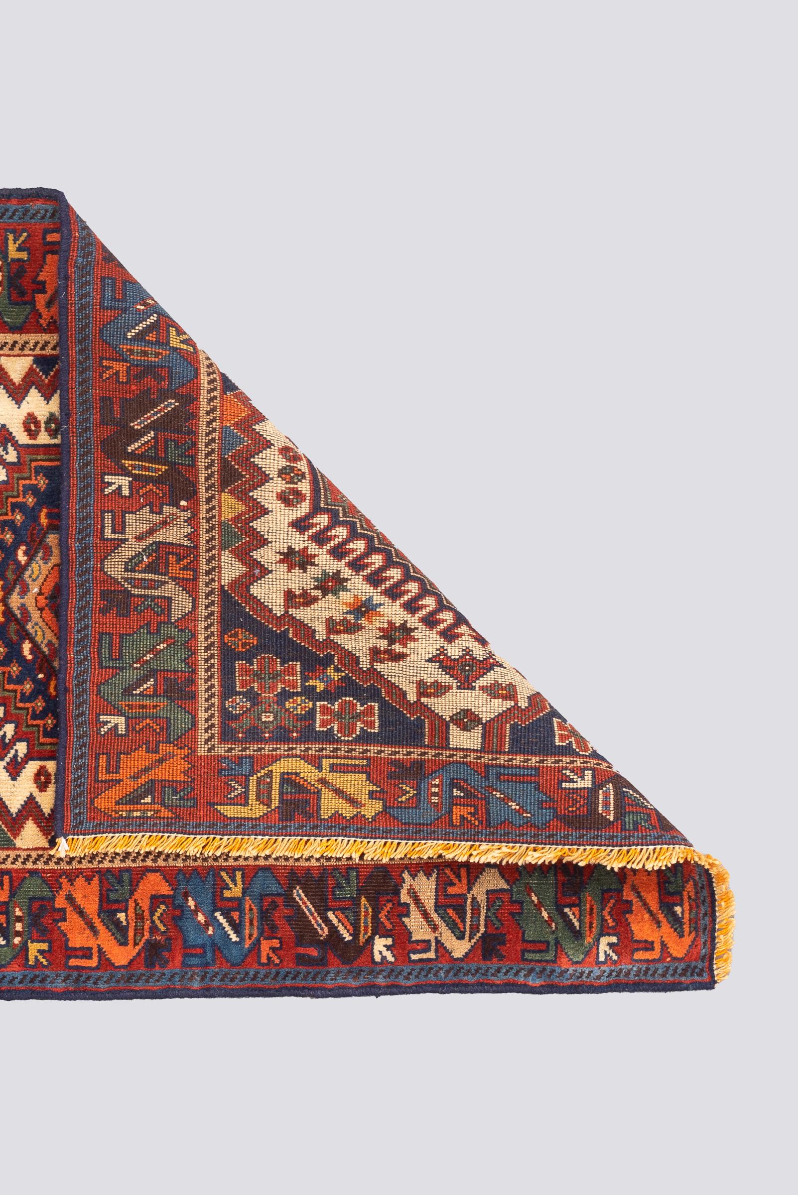 Antique Yalame Triple Toranj Persian Rug