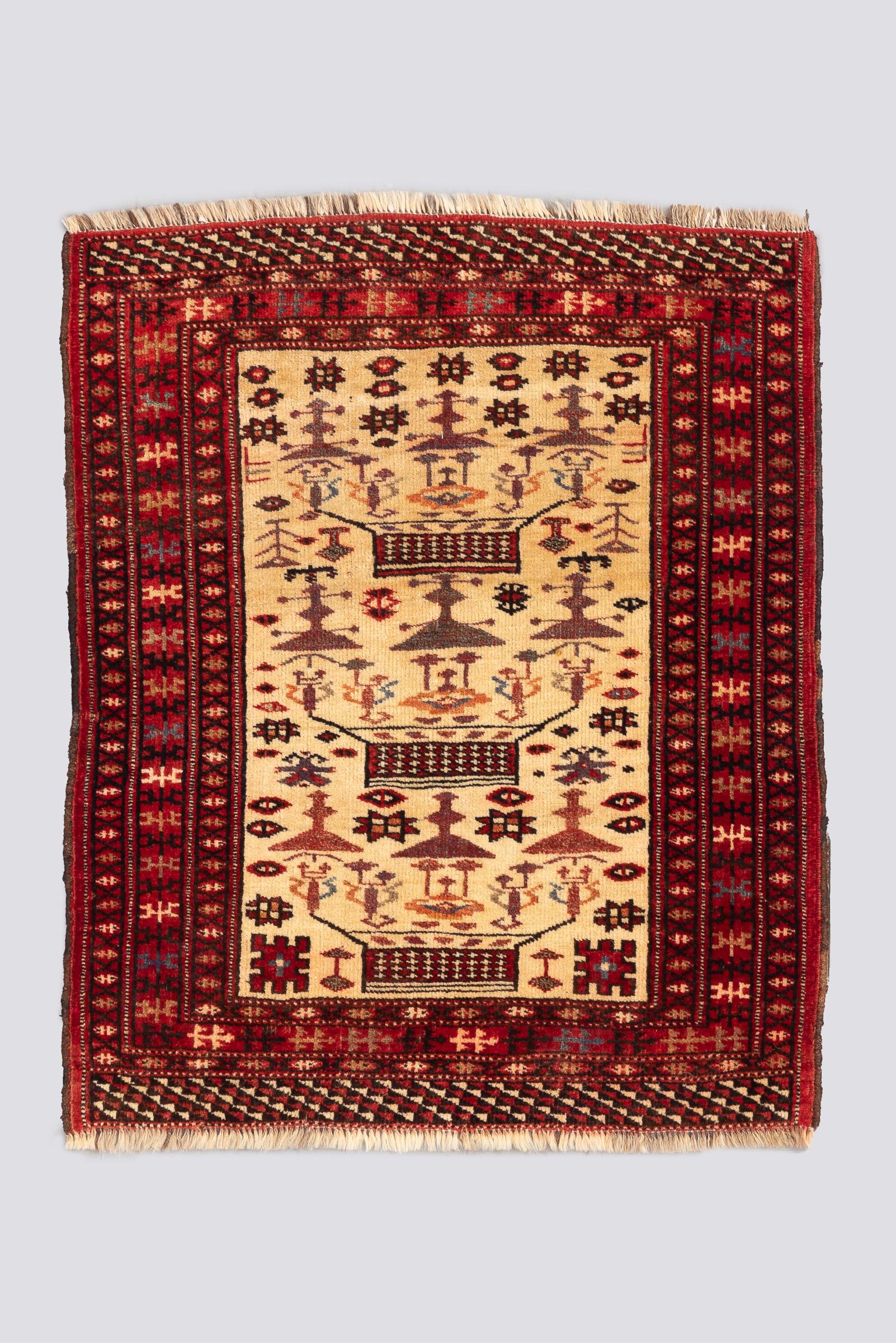 Antique Fine Torkaman Poshti Carpet 0.5SQM