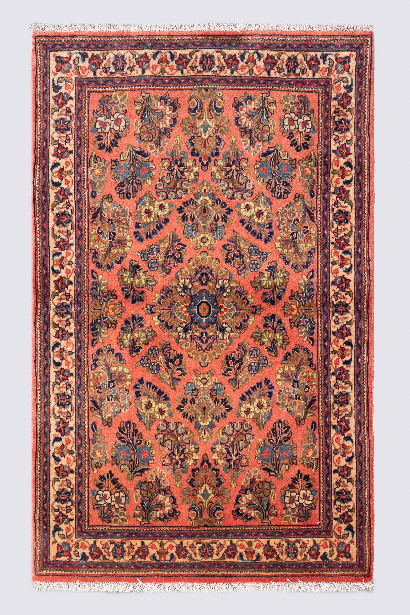 Semi Antique Sarouk American Flower Carpet 1.6SQM