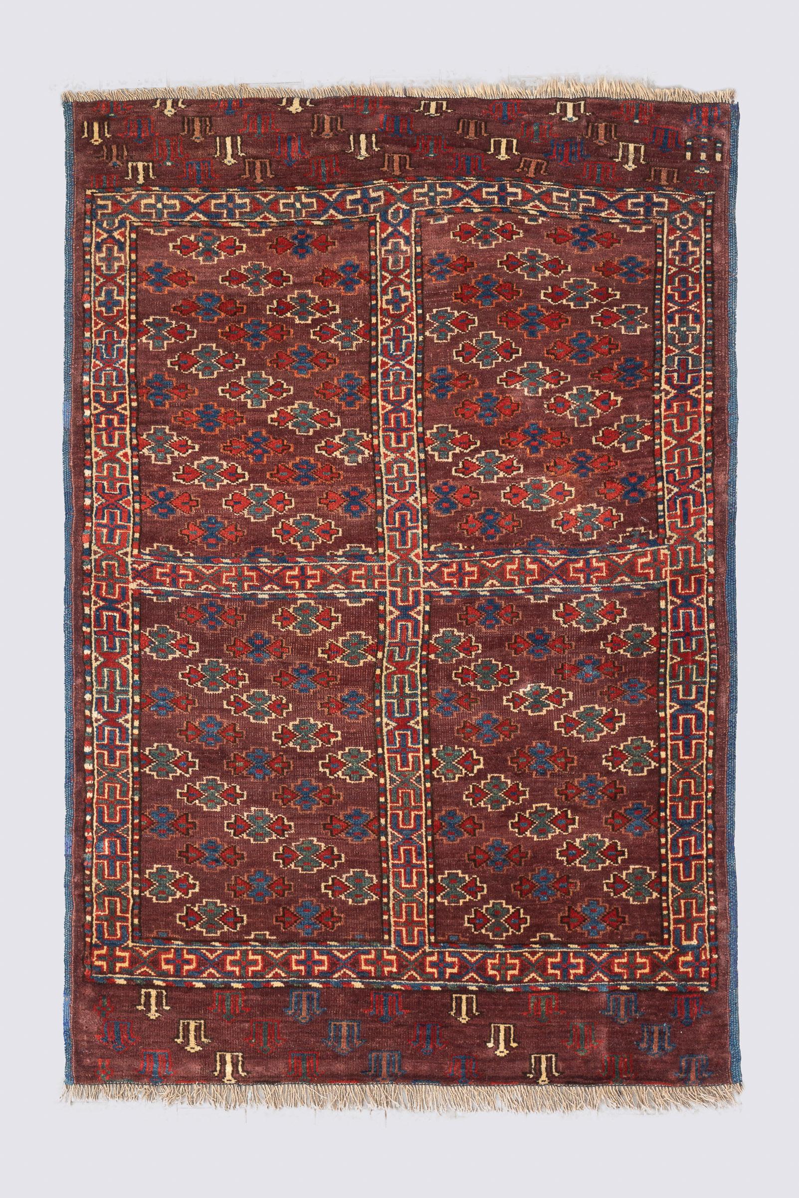 Antique Torkaman 4 Qabi (Frames) Carpet 1.4SQM