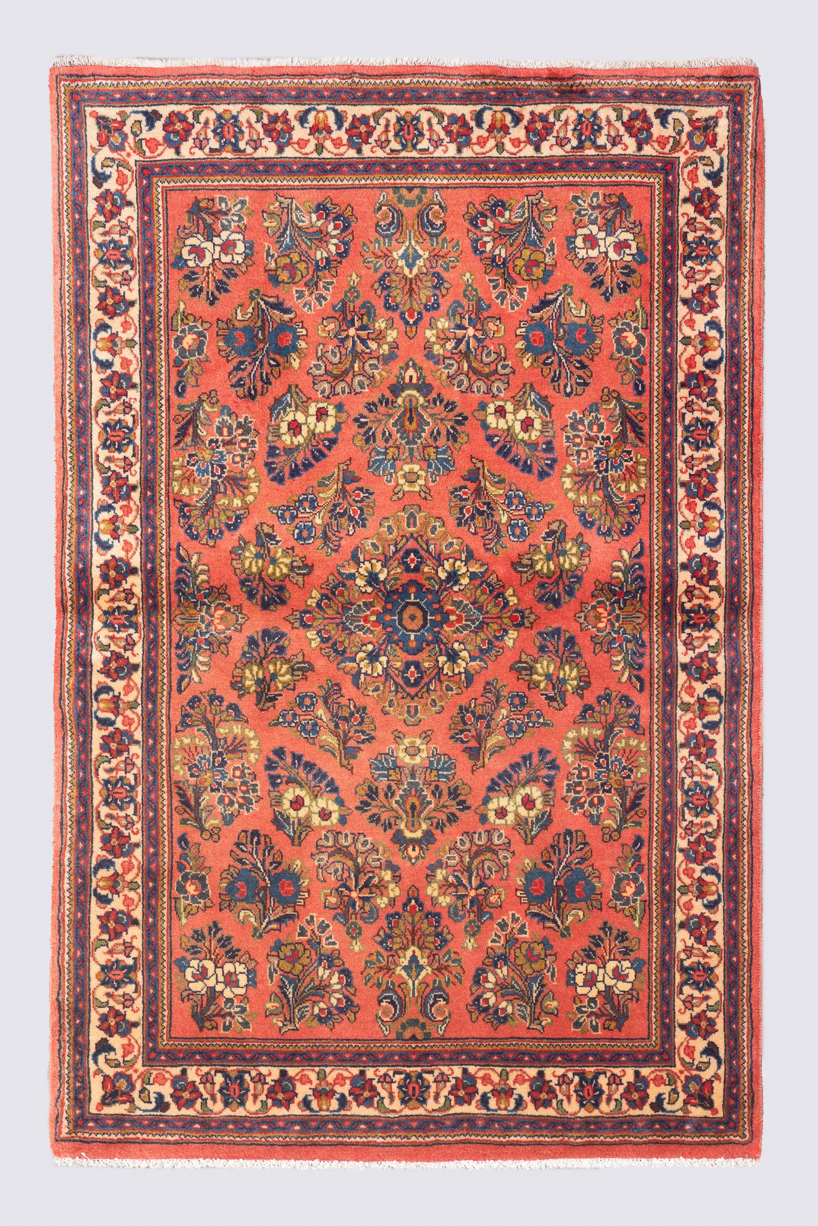 Semi Antique Sarouk American Flower Carpet 1.5SQM