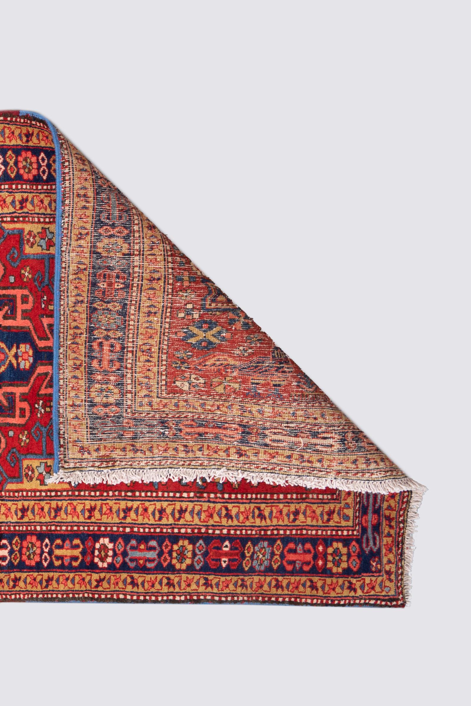 Antique Heriz Pictorial Persian Runner Rug