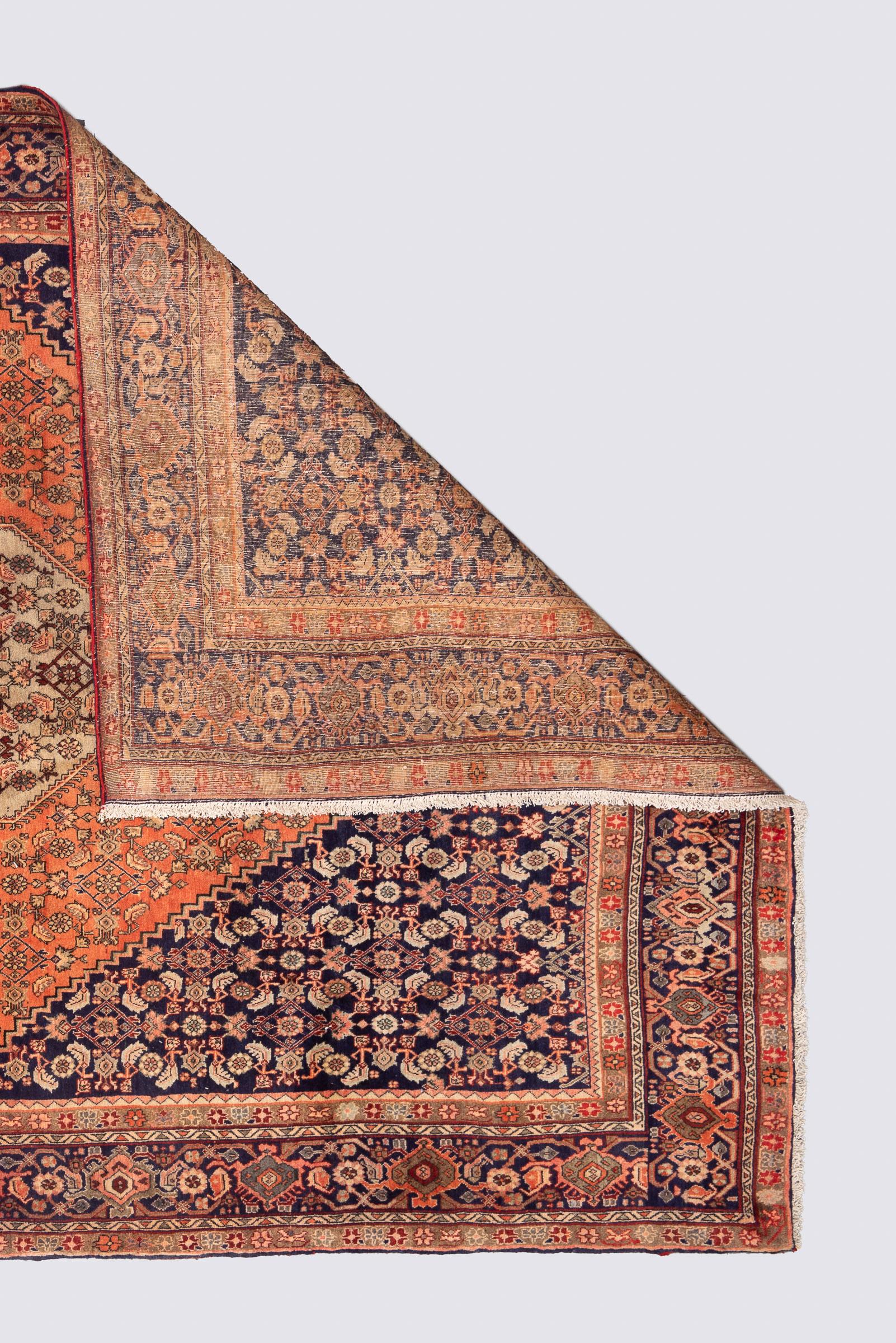 Antique Halvai Bijar Persian Rug, Herati Design, Early 20th Century