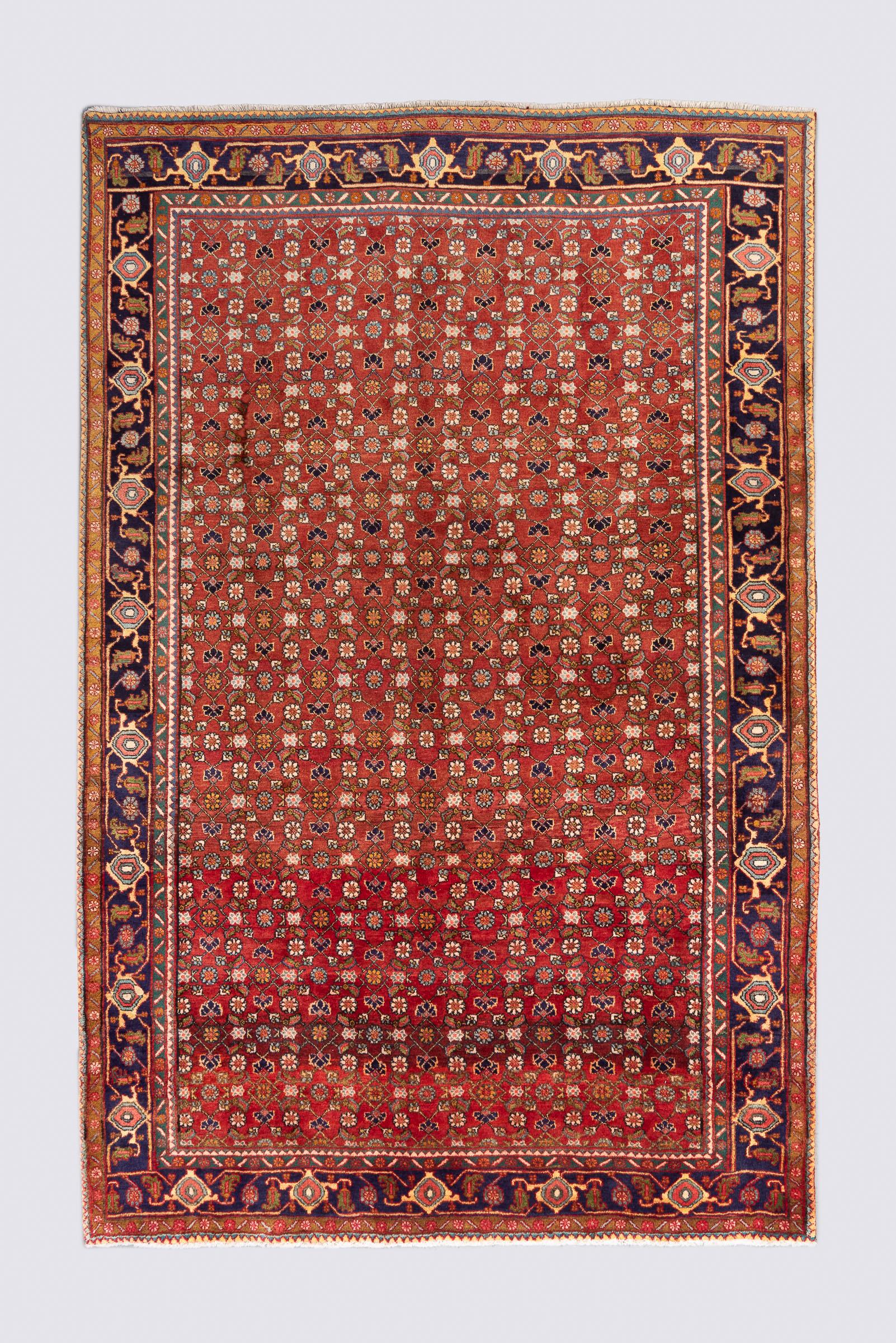 Vintage Zanjan Mahi Qalat Persian Rug
