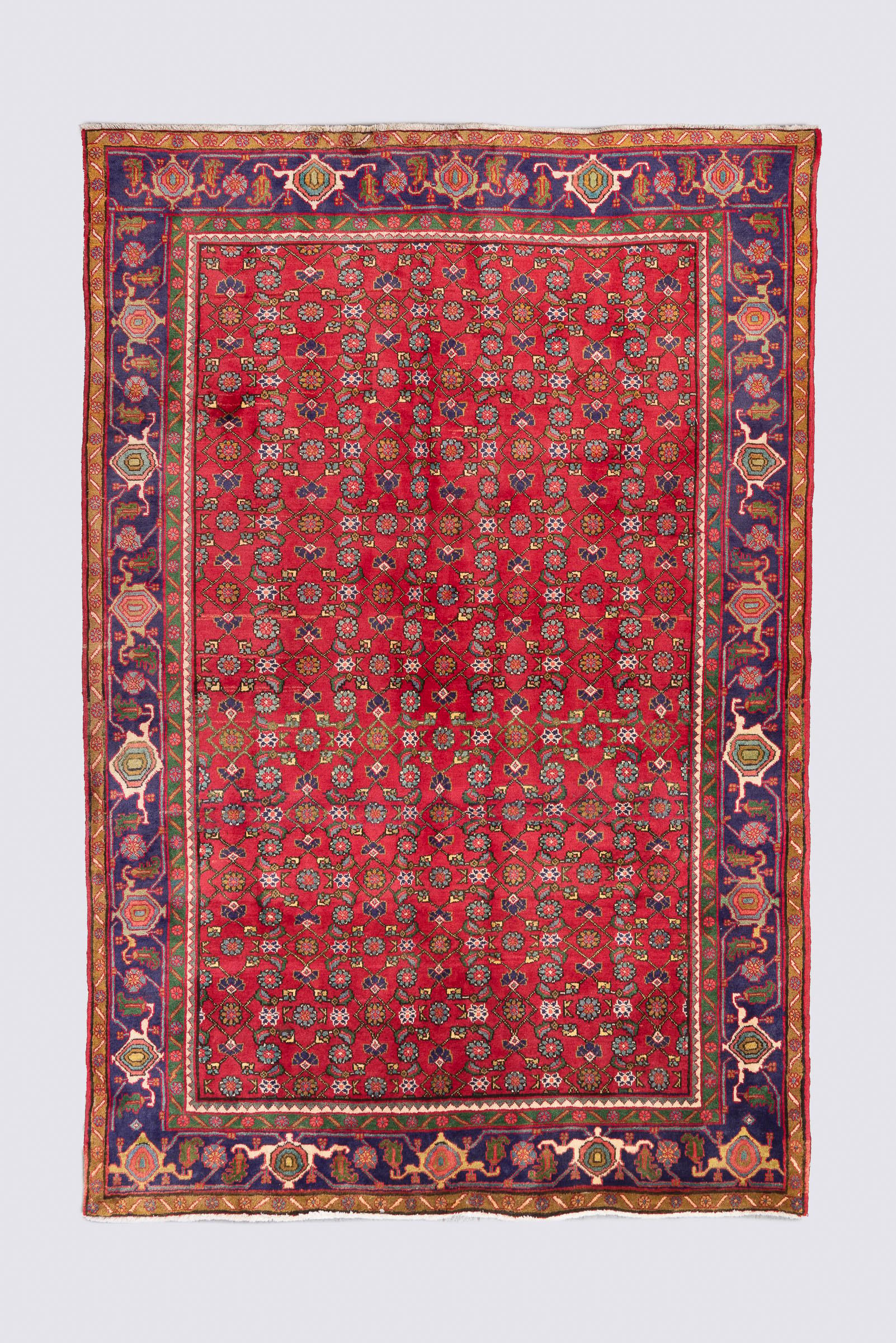 Vintage Zanjan Mahi Qalat Persian Rug
