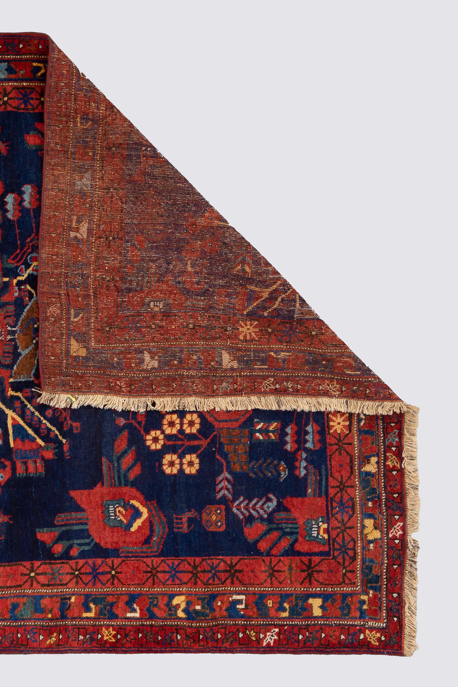 Antique Afshar Persian Rug with Vase Design, Mid 19th Century