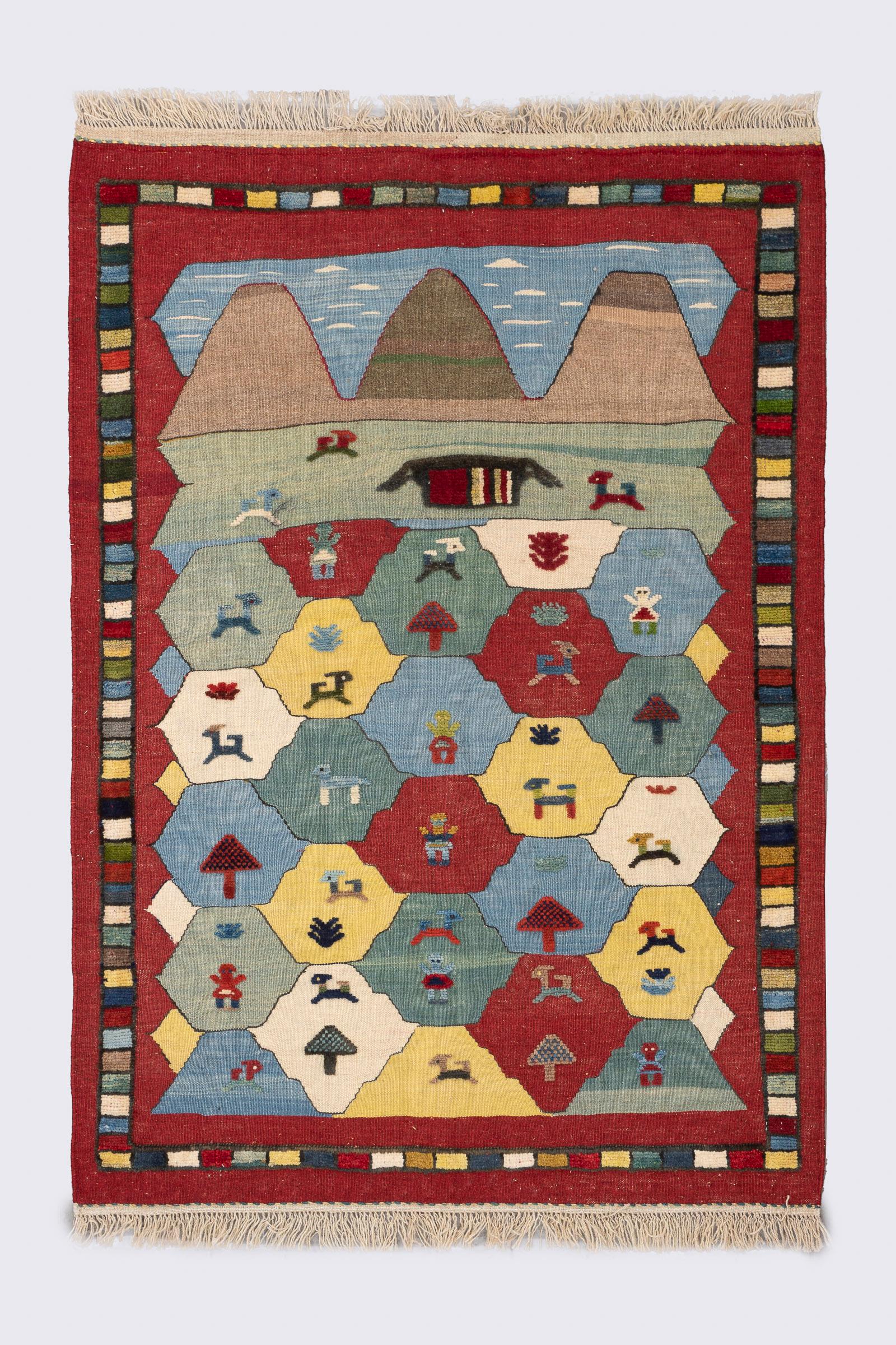 Vintage Qashqai Landscape Gabbeh/Kilim