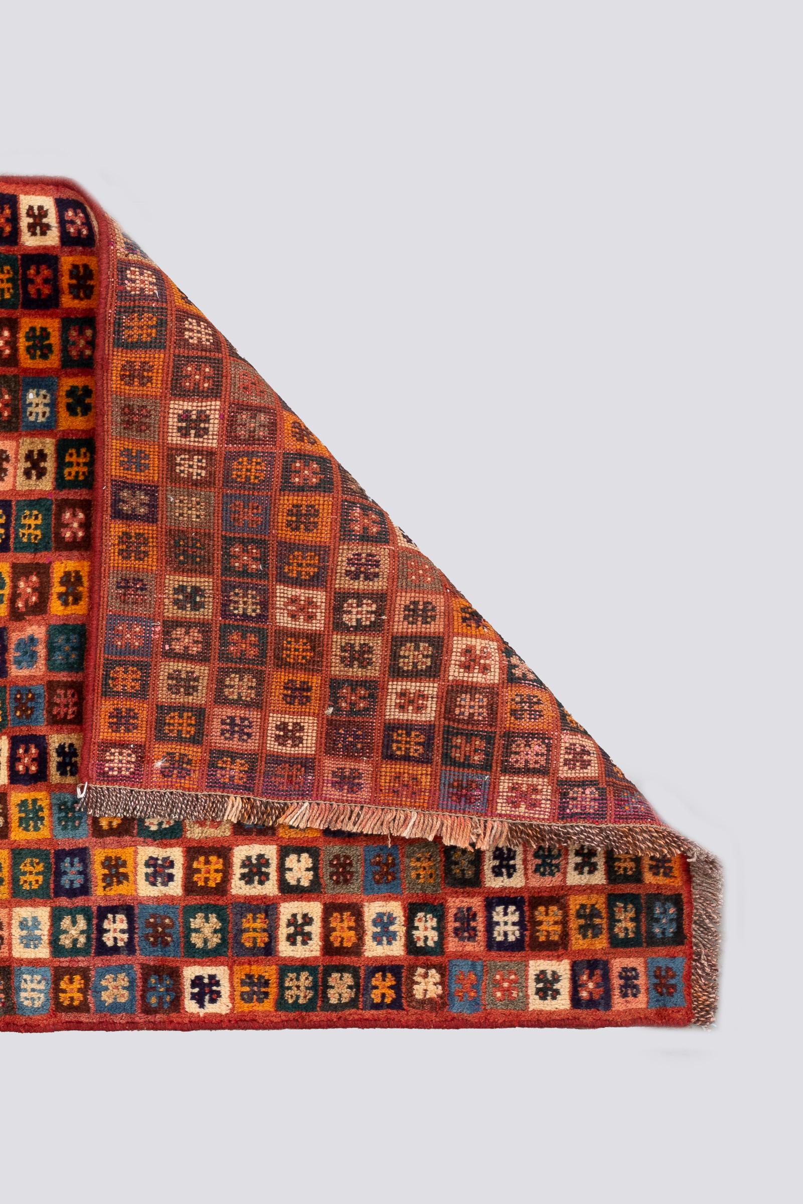 Vintage Checkered Qashqai Persian Gabbeh Rug