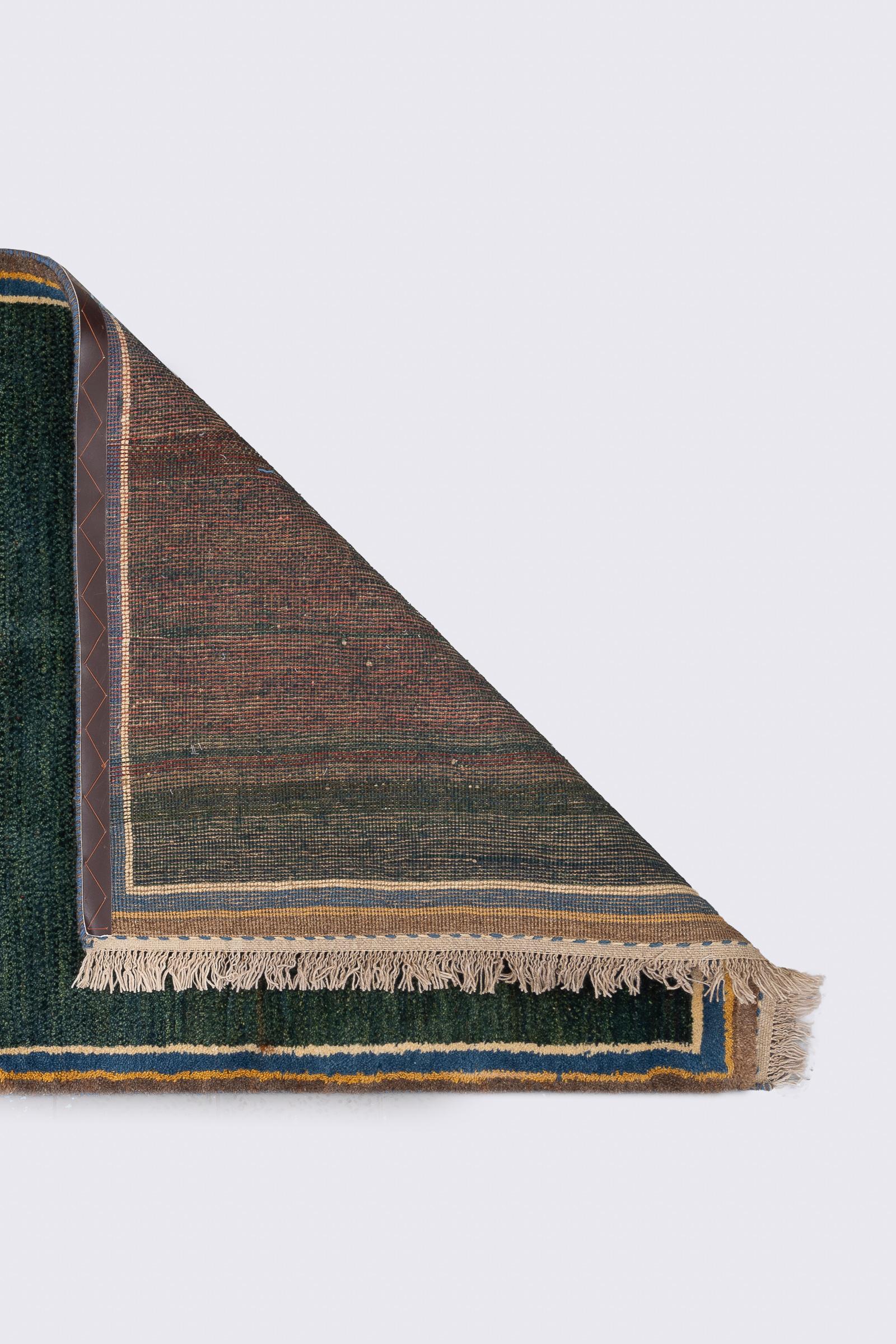 Vintage Qashqai Green fields Persian Gabbeh Rug