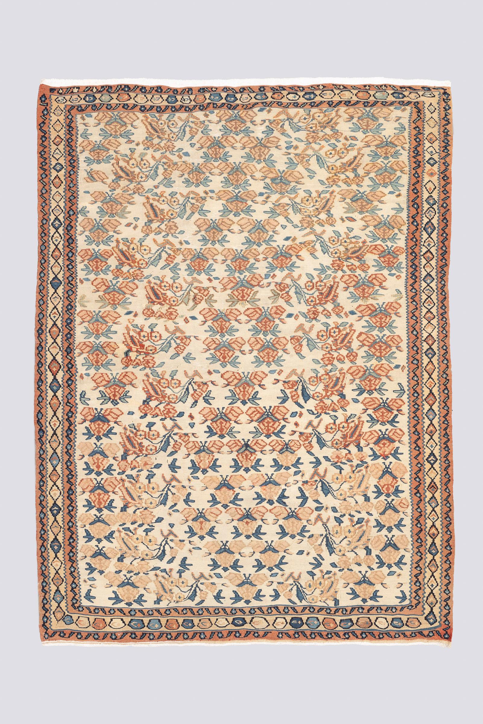 Vintage Bijar Rose Bushes Kilim 1.8SQM