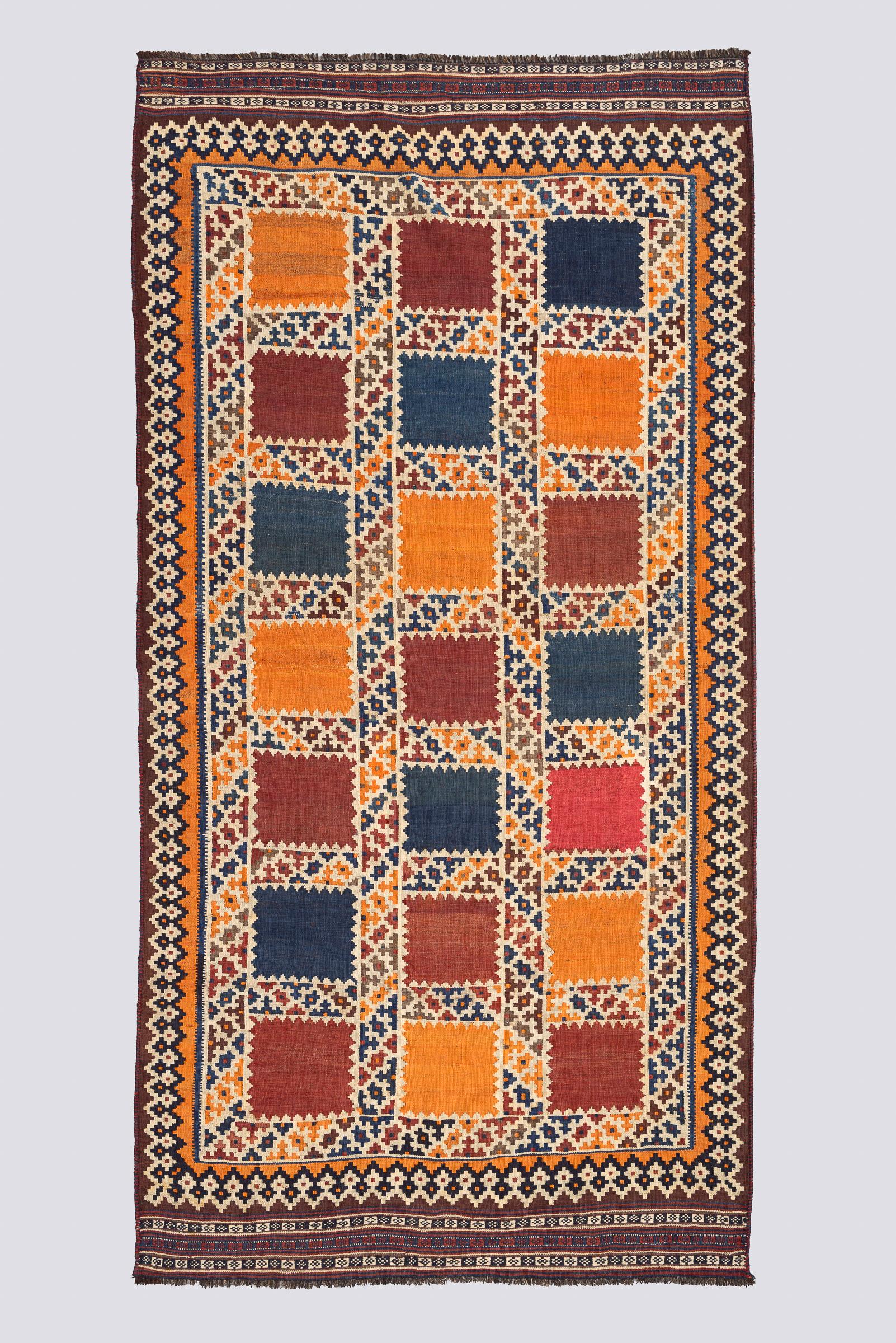 Antique Qashqai Fine Kheshti Kilim 4.1SQM