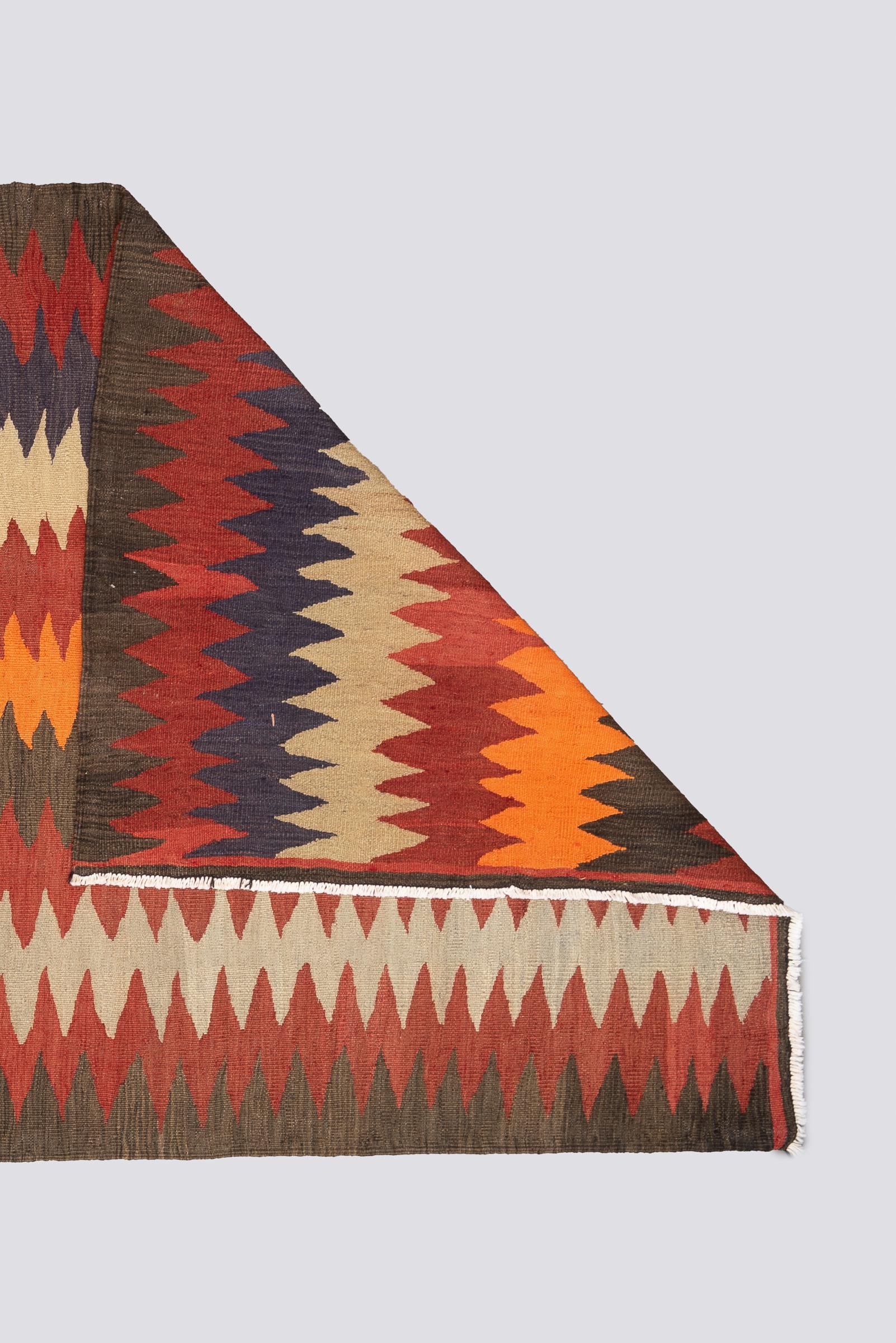 Antique Shahsavan Mowj (Wave) Persian Kilim Rug