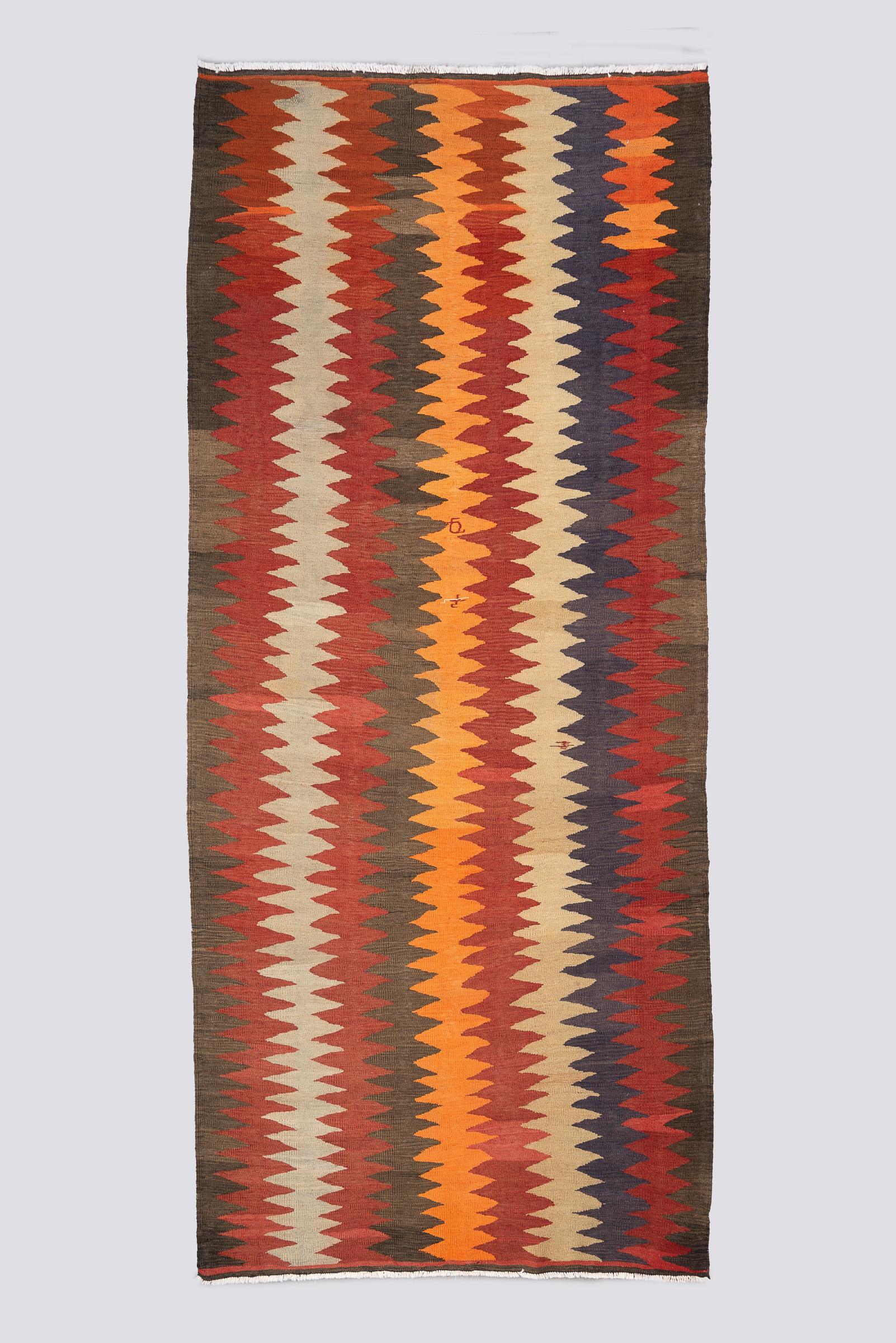 Antique Shahsavan Mowj (Wave) Kilim 5.7SQM