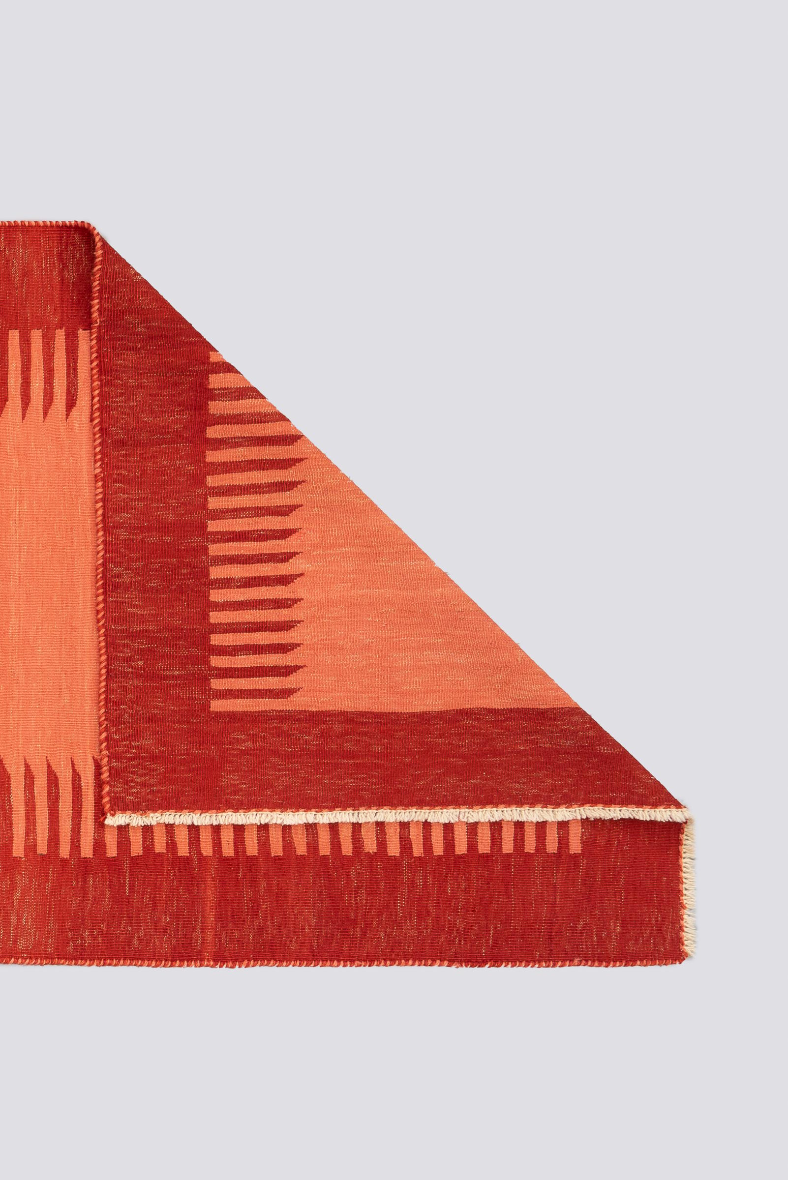 Vintage Qashqai Firuz Abad Minimal Pink and Red Persian Kilim Rug