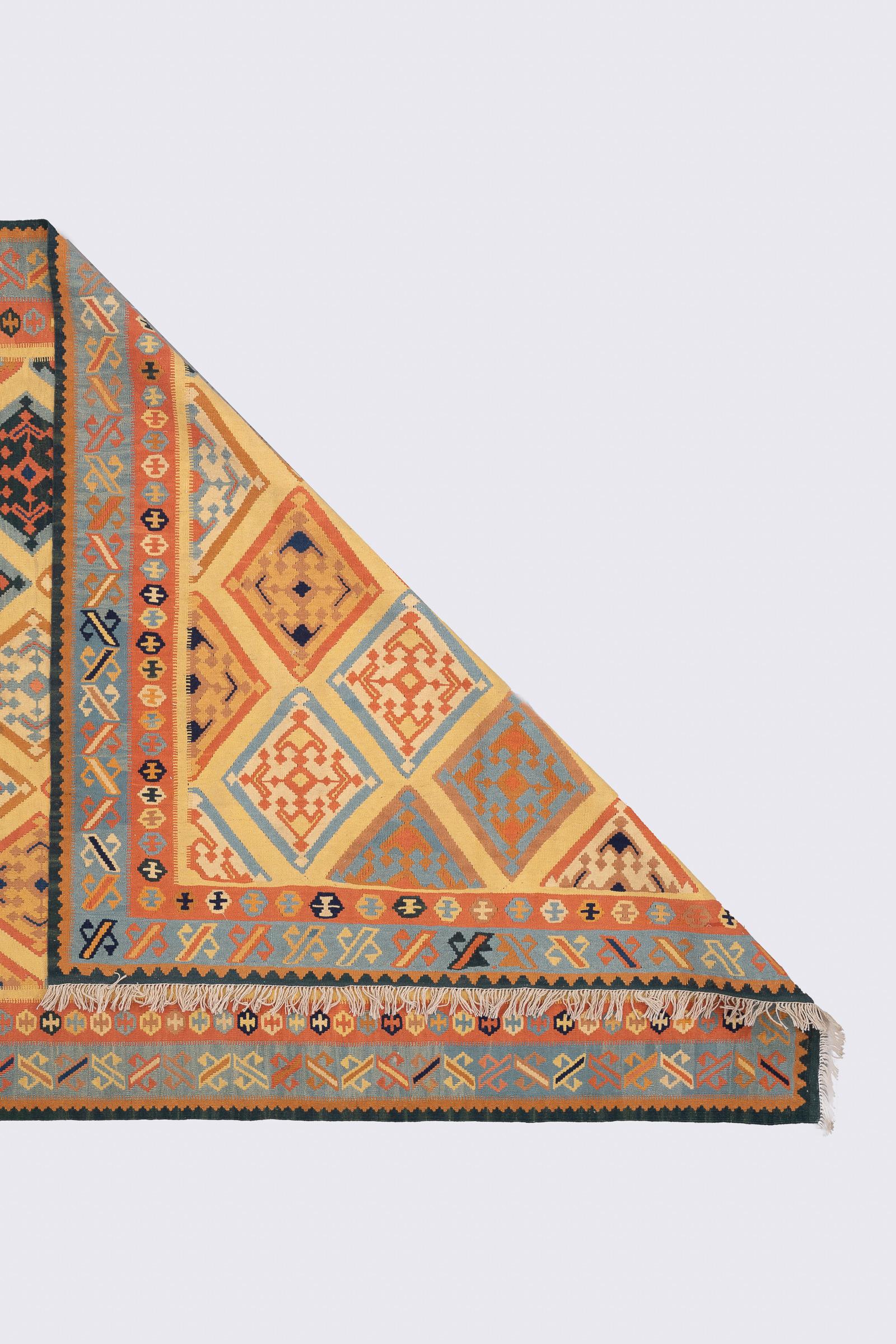 Vintage Qashqai Diamonds Persian Kilim Rug