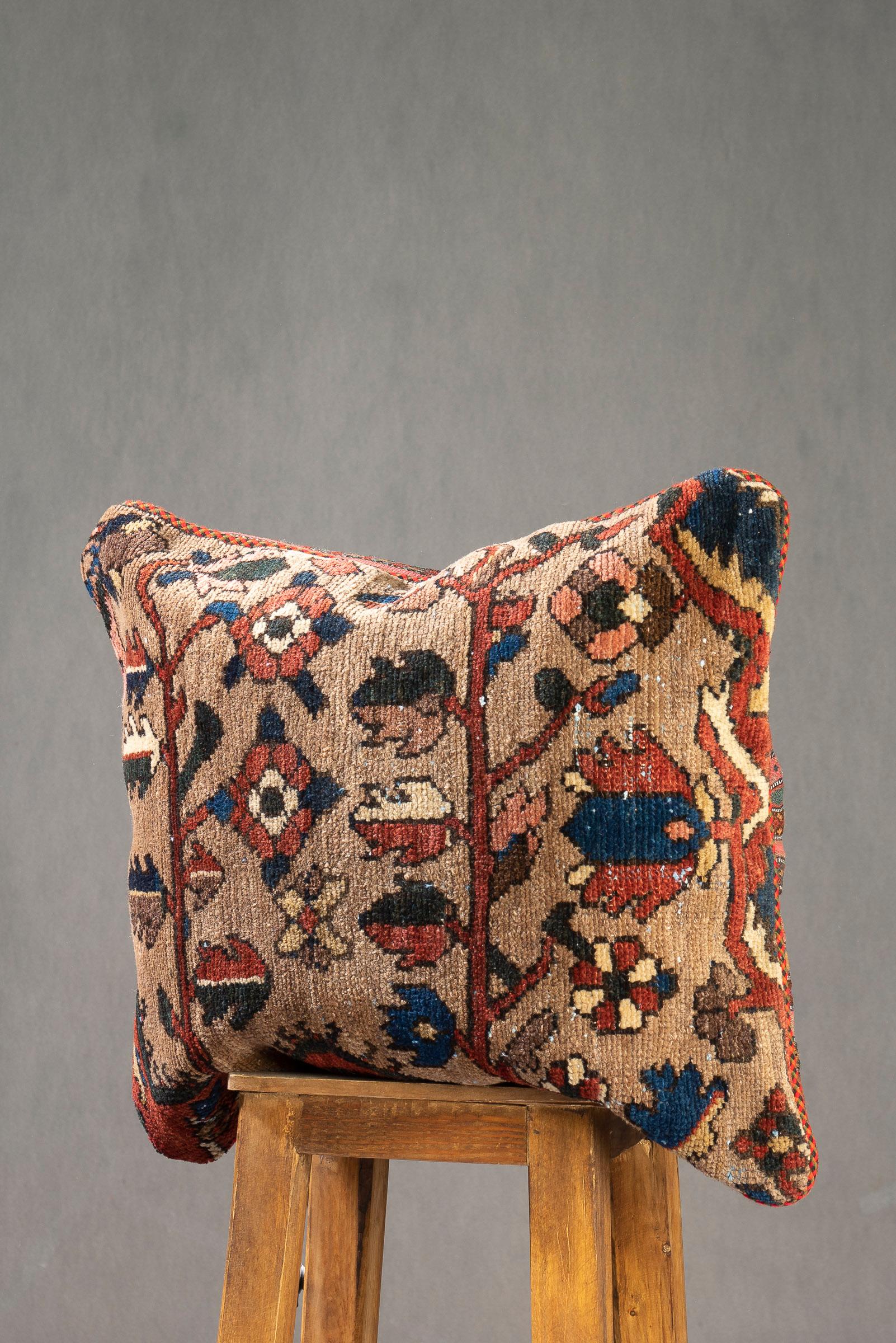 Antique Bakhtiari Carpet Cushion 60*50cm