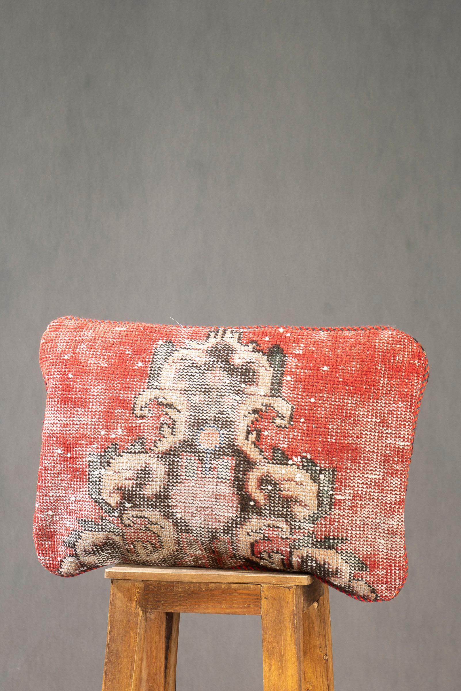 Hamadan Floral Carpet Cushion, Made from a Vintage Rug