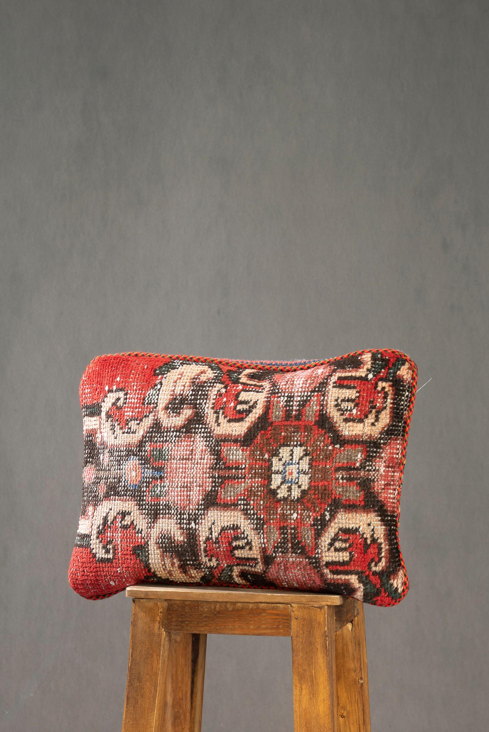 Hamadan Floral Carpet Cushion, Made from a Vintage Rug