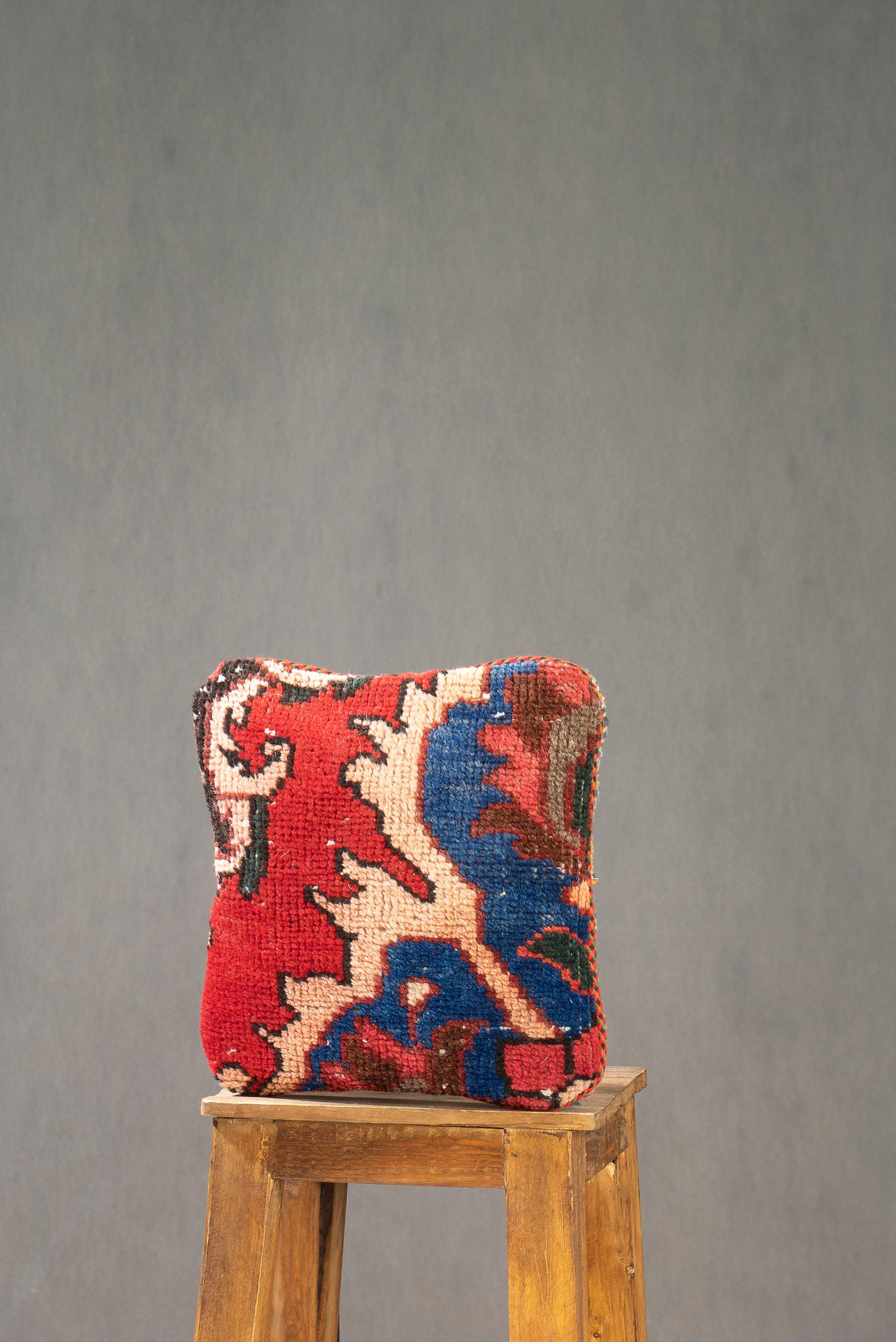 Hamadan Floral Carpet Cushion, Made from a Vintage Rug