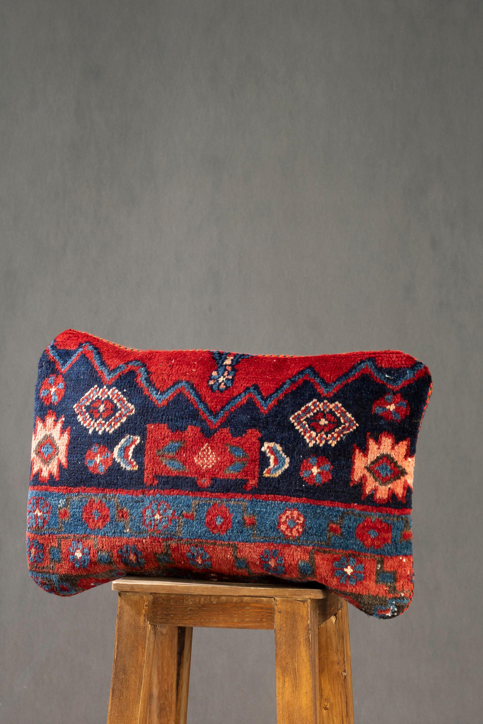 Antique Hamadan Carpet Cushions, 55x30cm - 2