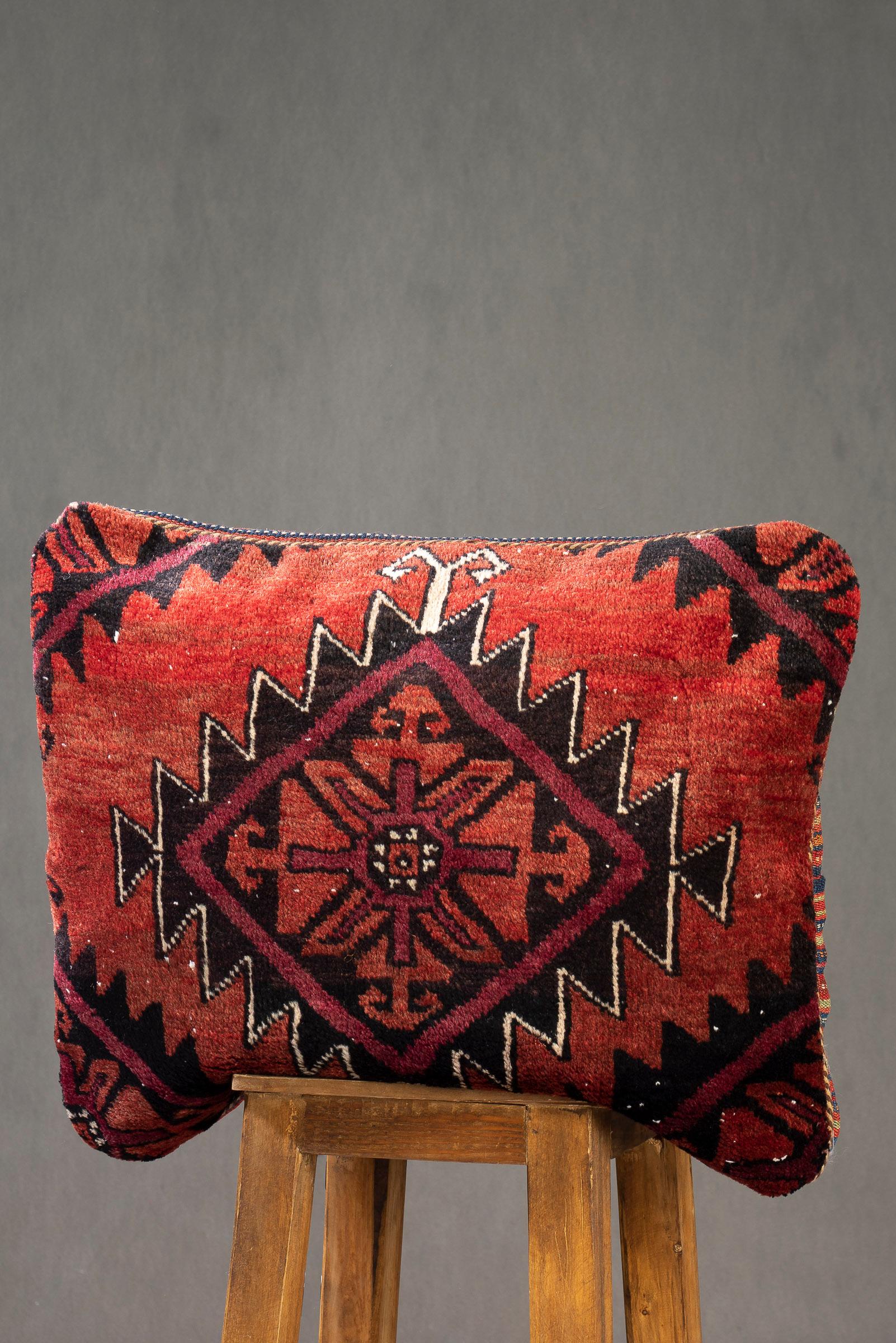 Baluch Toranj Carpet Cushion, Made from a Vintage Rug