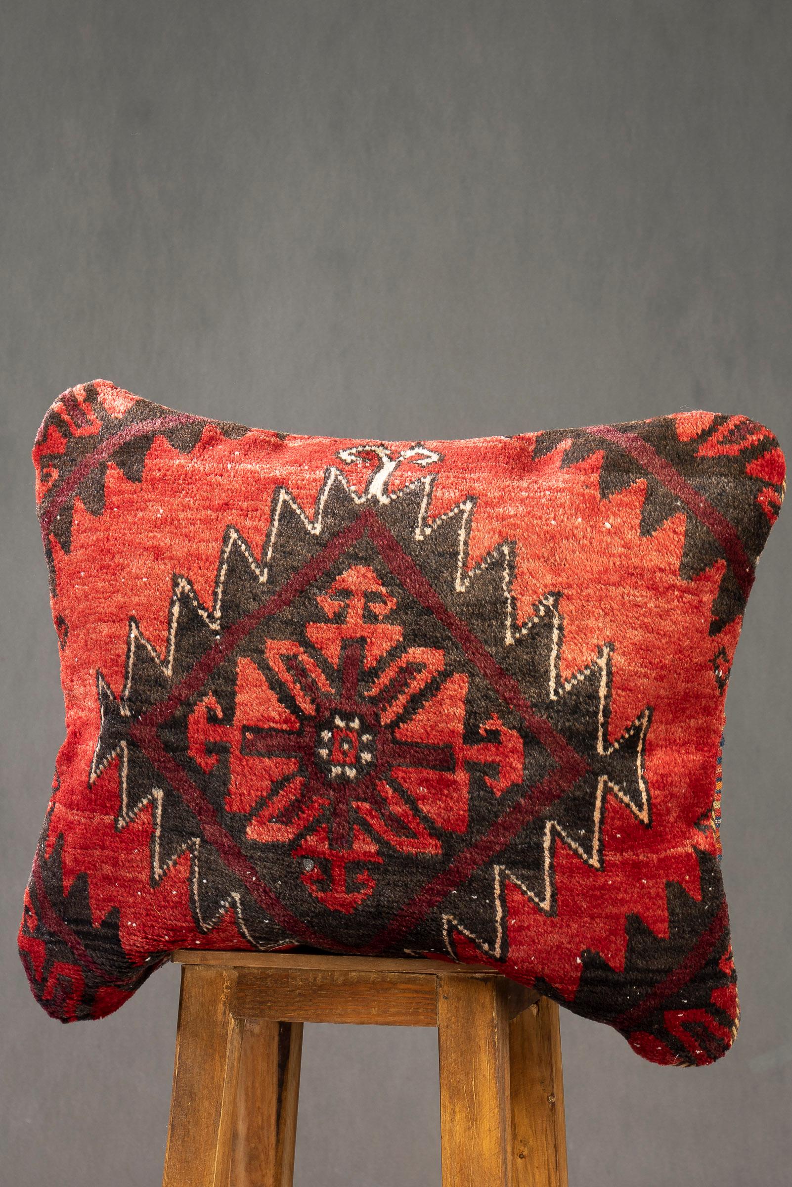 Baluch Toranj Carpet Cushion, Made from a Vintage Rug