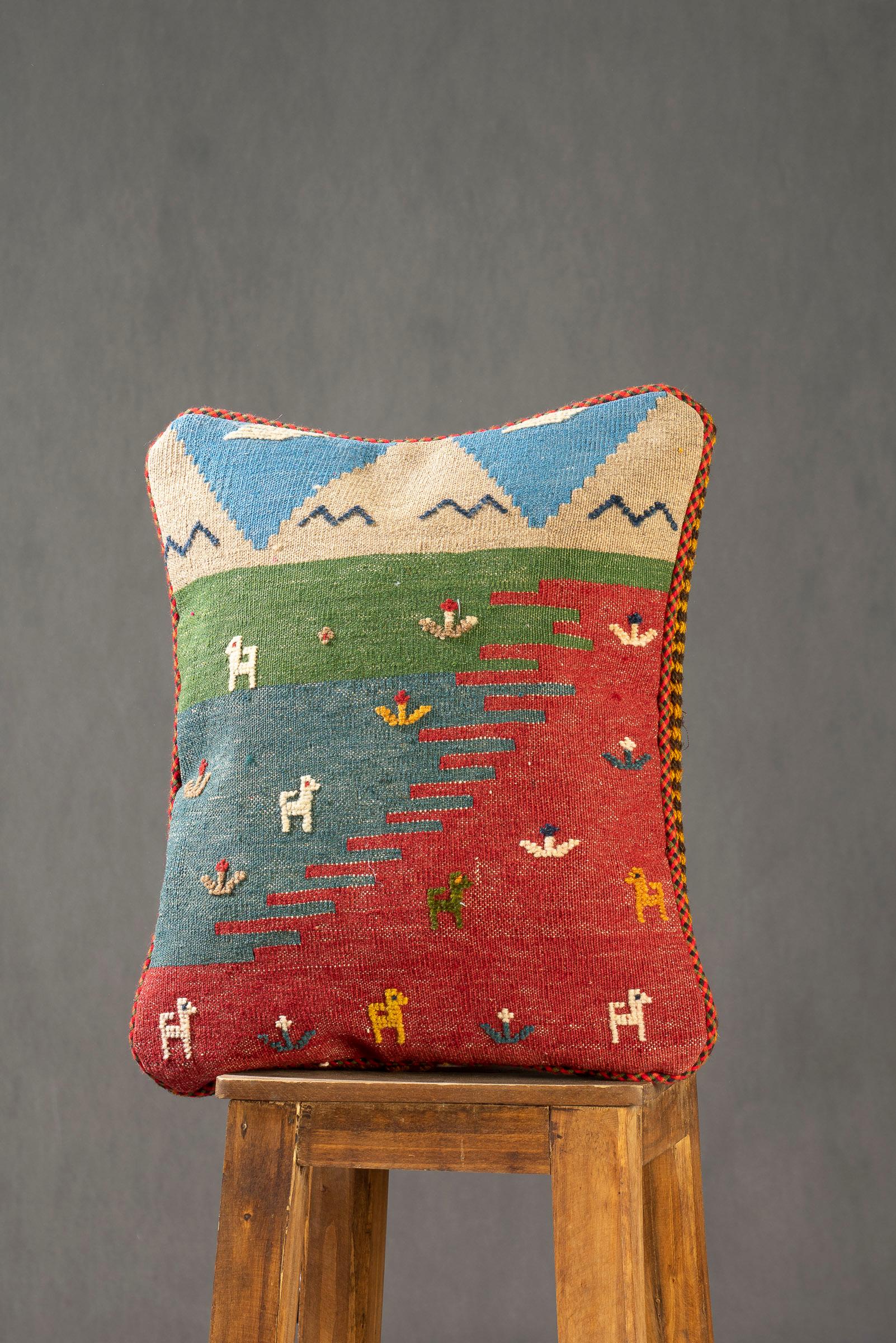 New Weave Qashqai Kilim and Gabbeh Cushion