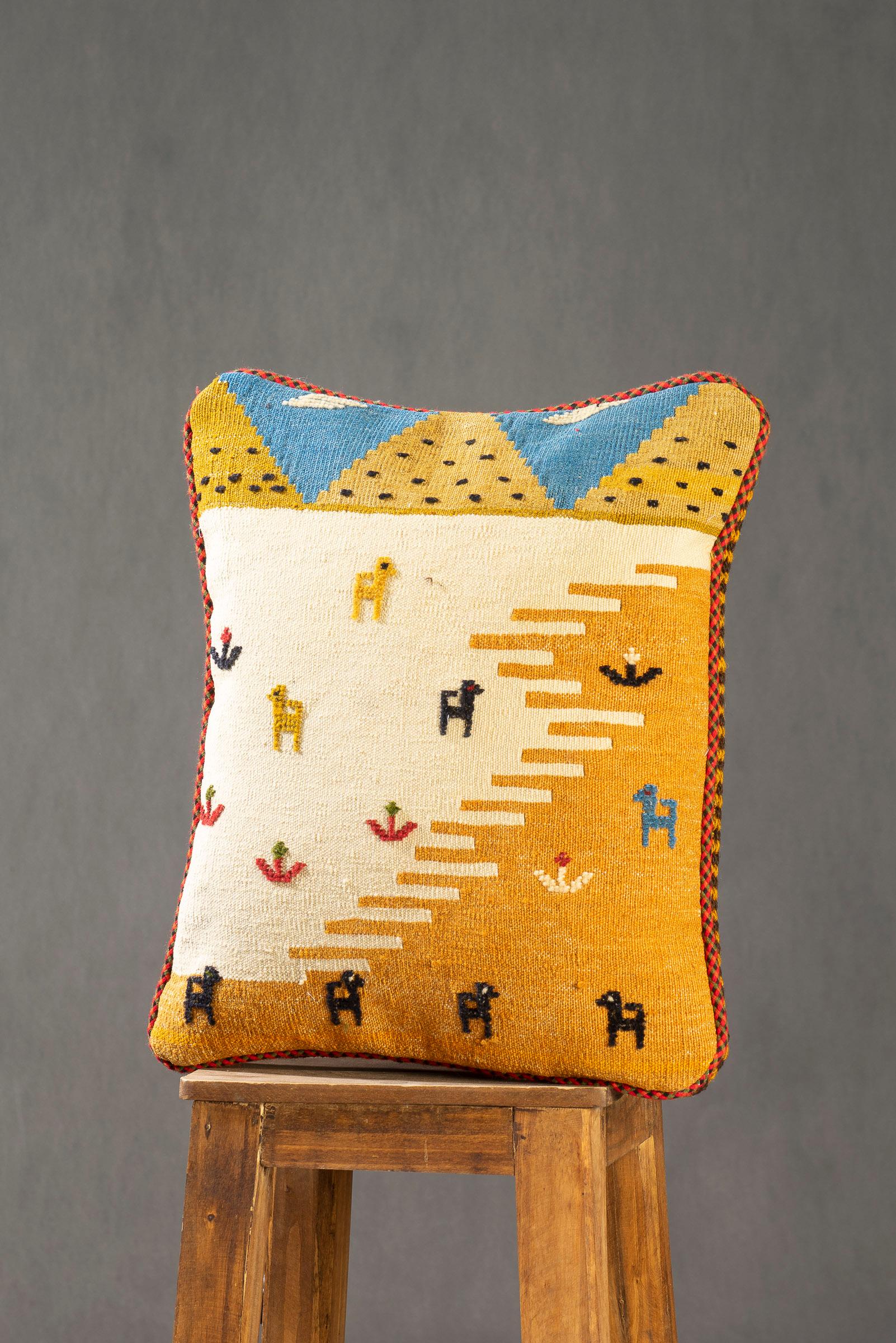 New Weave Qashqai Kilim and Gabbeh Cushion