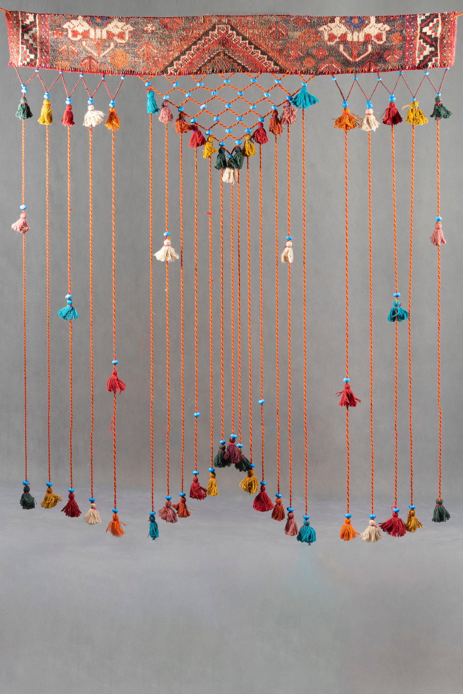 Decorative Carpet Turquoise Pearl &amp; Tassel Wall Hanging 150 CM