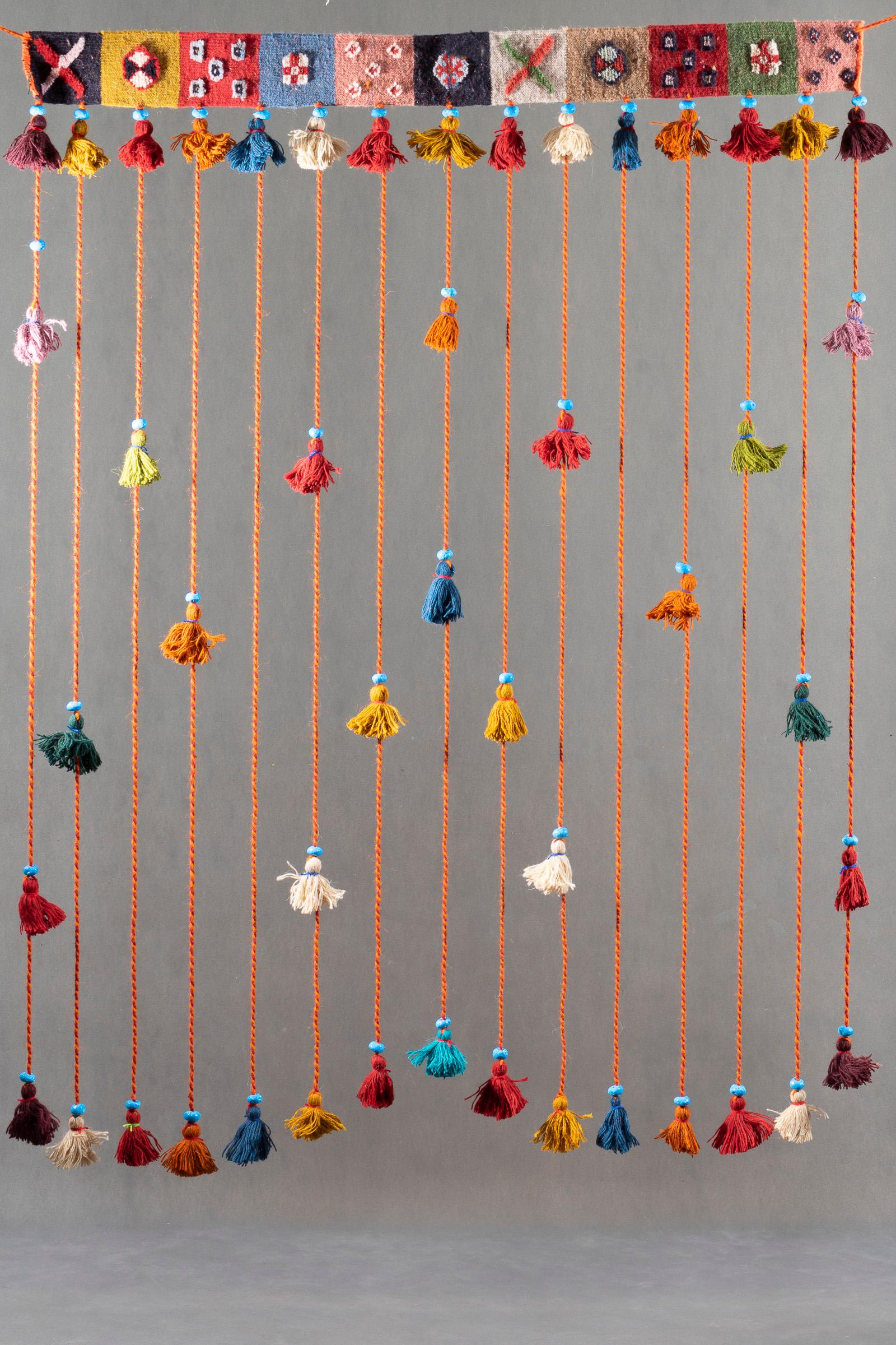 Decorative Kilim Turquoise Pearl & Tassel Wall Hanging 120 CM