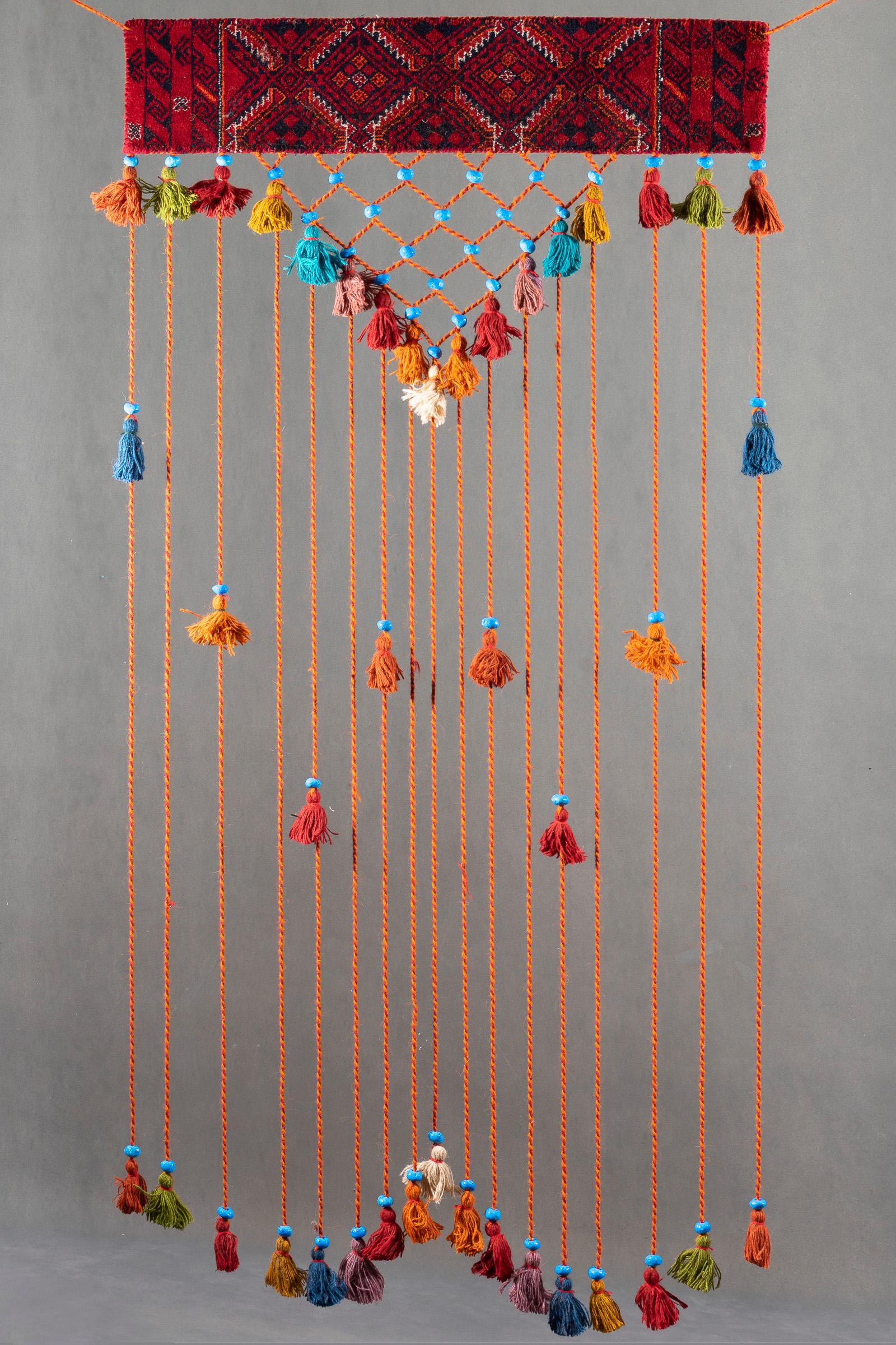 Decorative Carpet Turquoise Pearl & Tassel Wall Hanging 80 CM