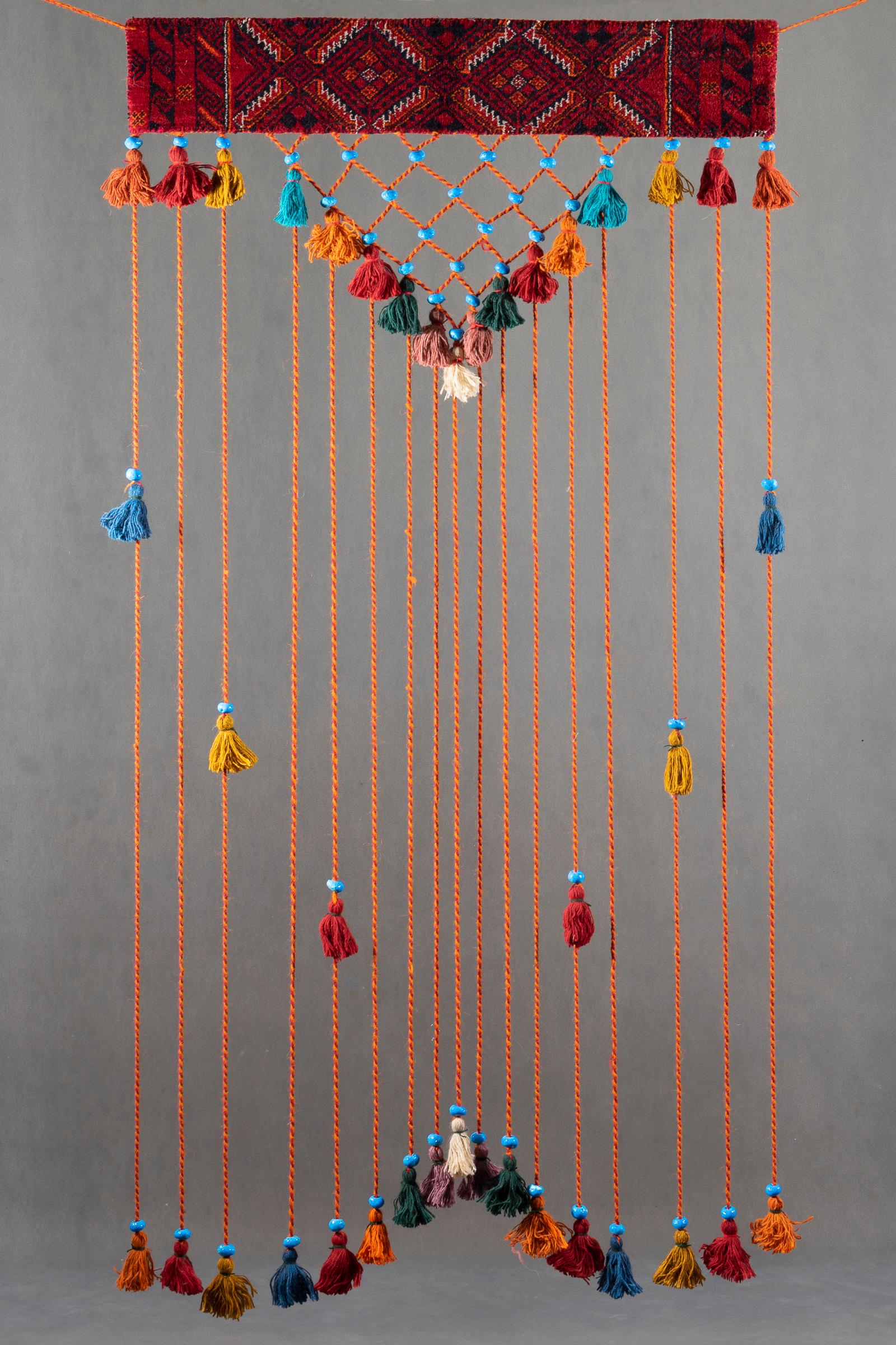 Decorative Carpet Turquoise Pearl &amp; Tassel Wall Hanging 80 CM
