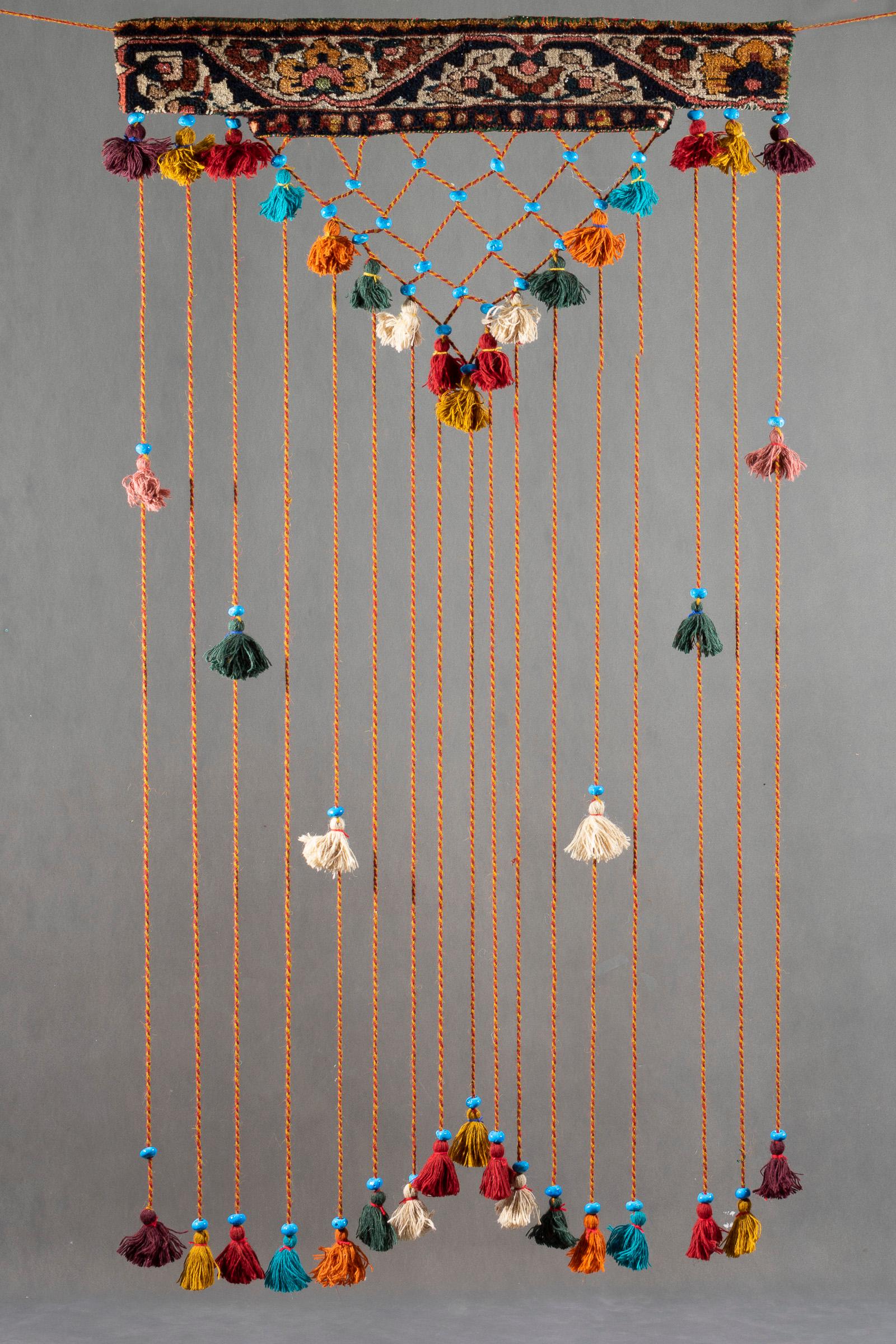 Decorative Carpet Turquoise Pearl & Tassel Wall Hanging 80 CM - 3