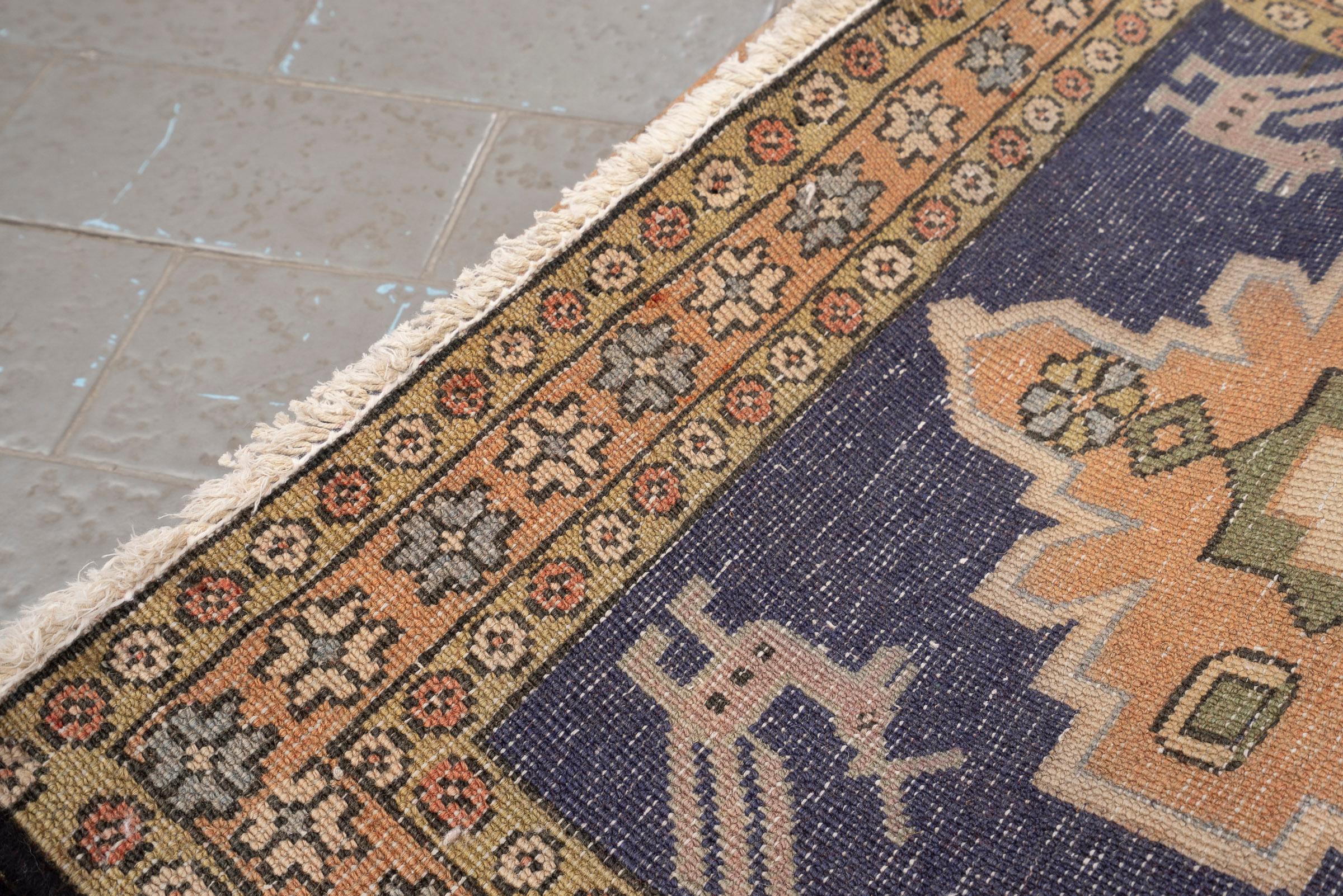 Vintage Ardabil Morqi Persian Poshti Rug